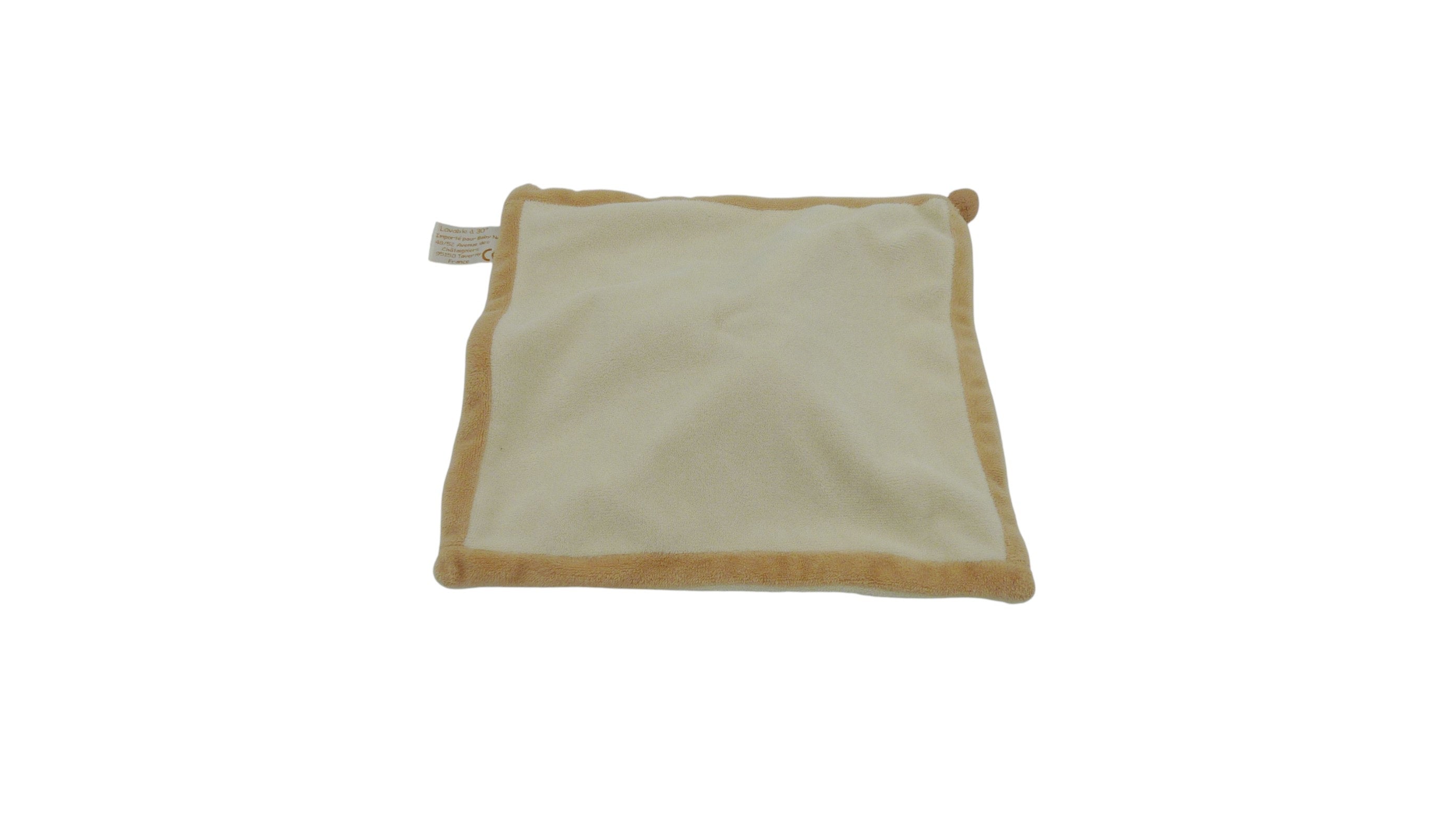 Doudou ours plat marron écru - Baby'Nat
