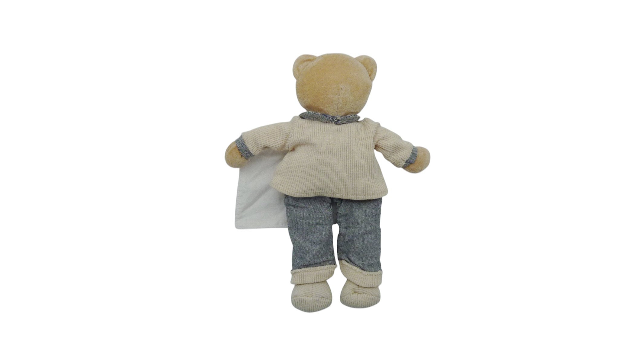 Peluche ours mouchoir gris écru - Doudou et Compagnie - 31 cm