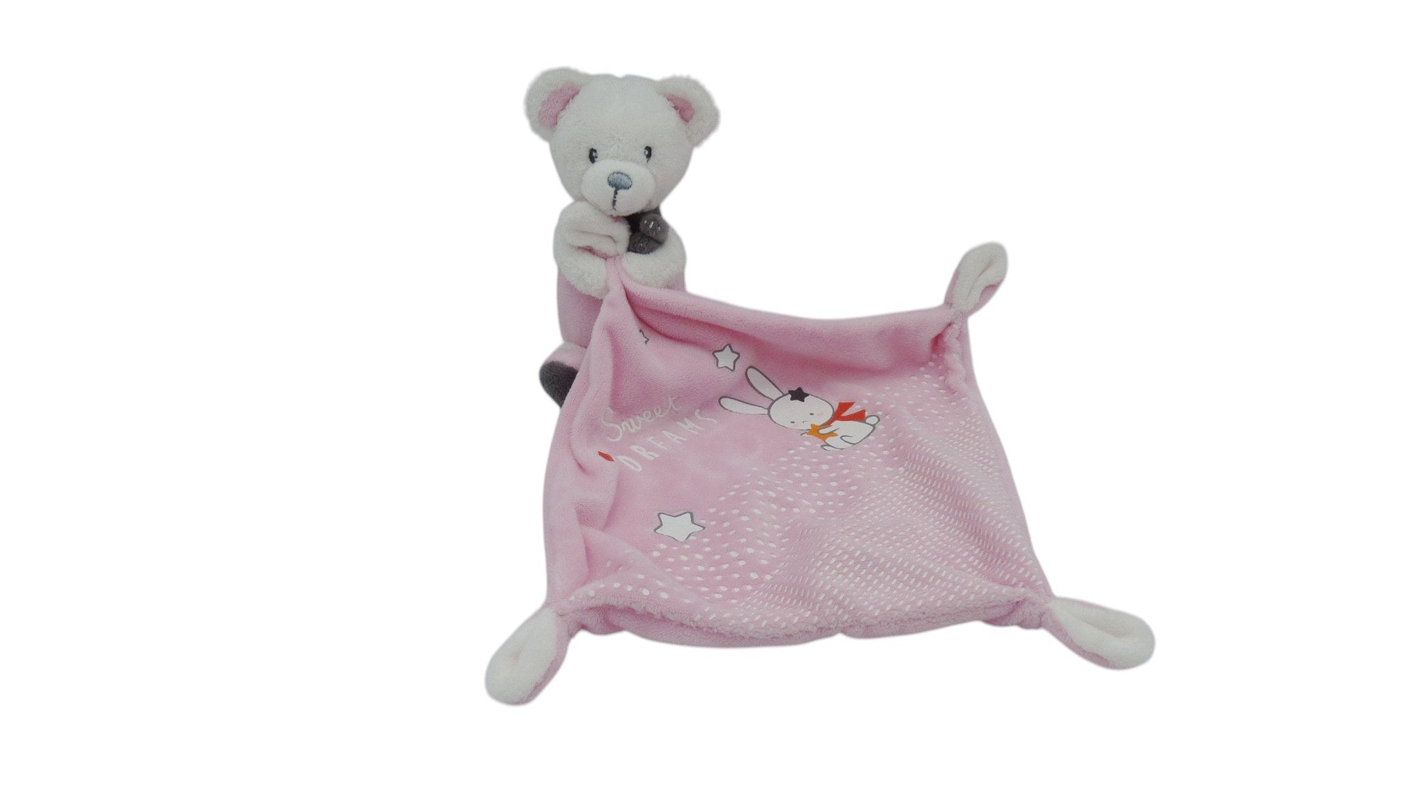 Peluche mouchoir ours rose - Mots d'Enfants