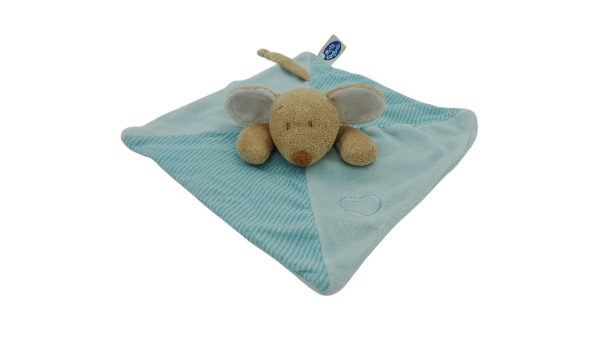 Doudou souris plat bleu - Mots d'Enfants