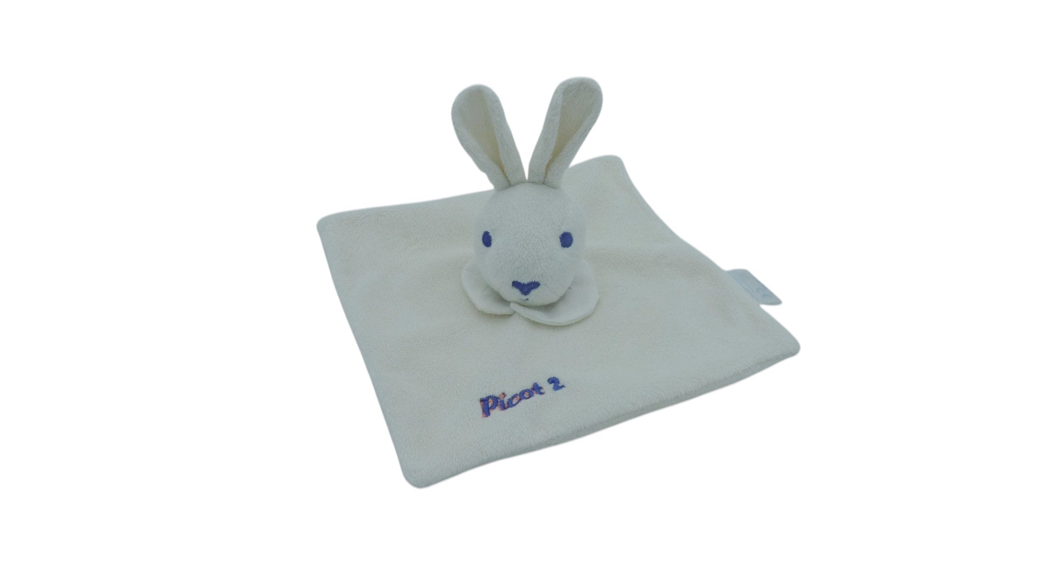 Doudou lapin plat blanc - Picot