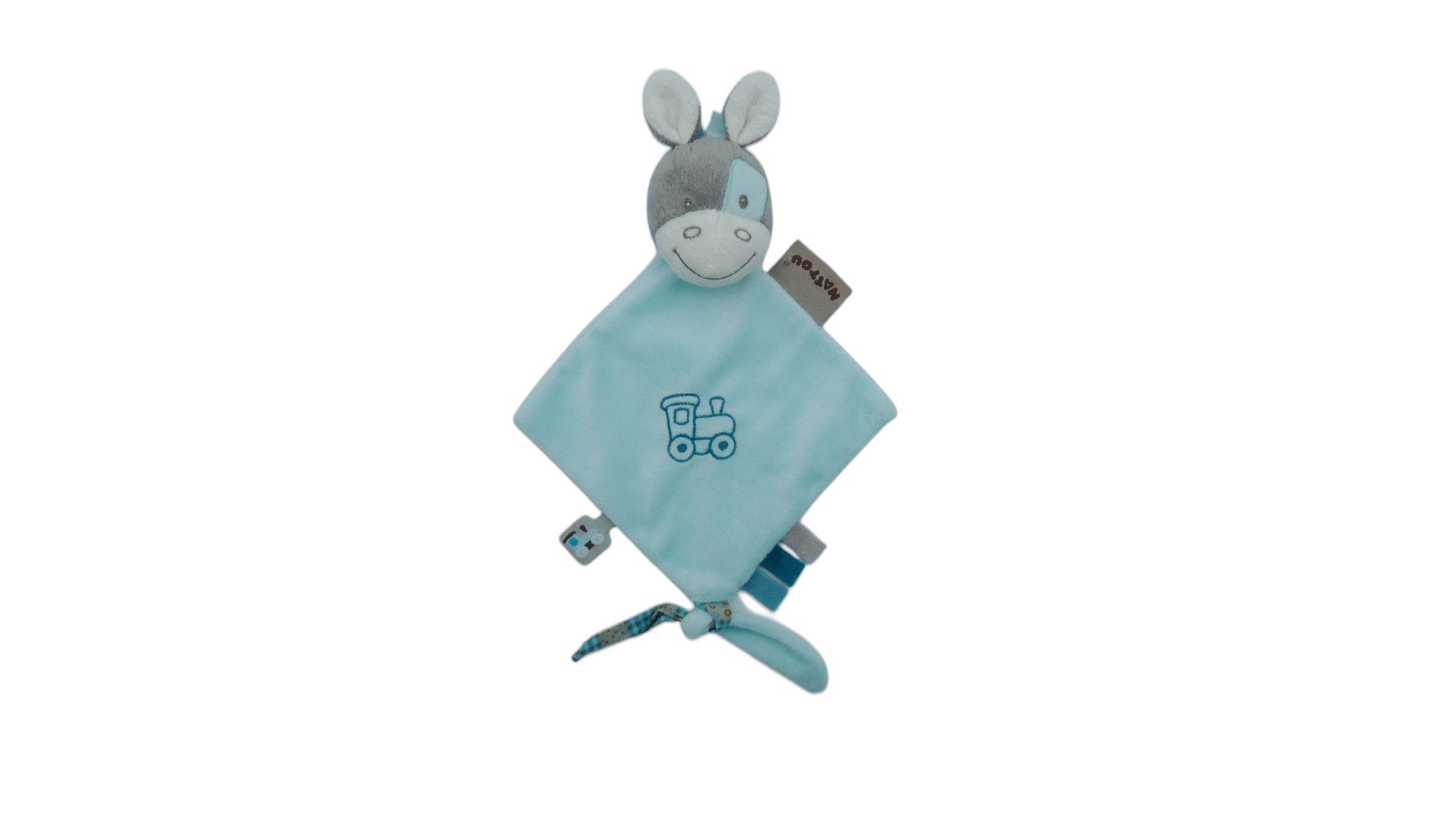 Doudou cheval plat attache tétine bleu - Cyril et Gaston - Nattou