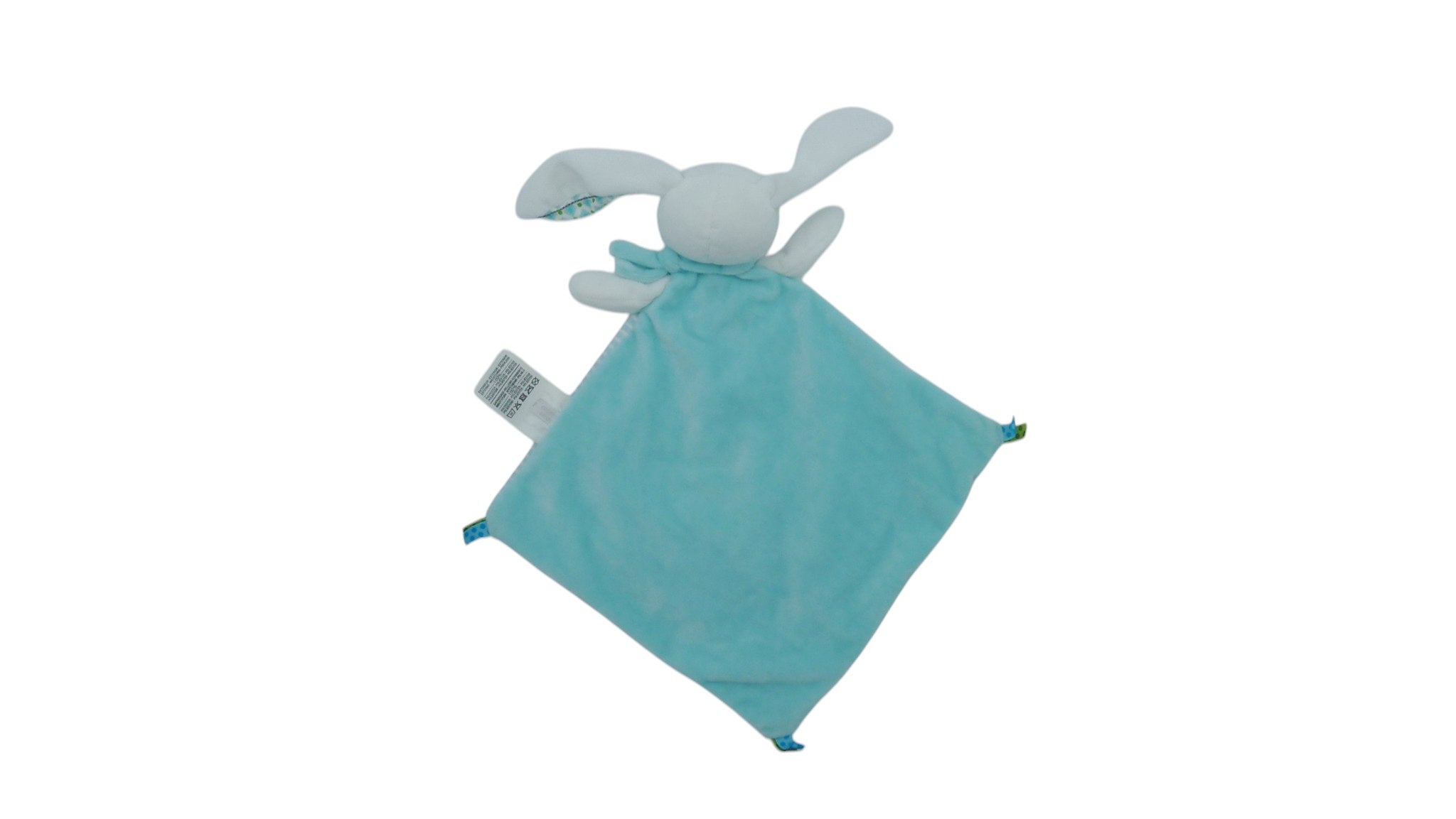 Doudou lapin plat turquoise - Mots d'Enfants