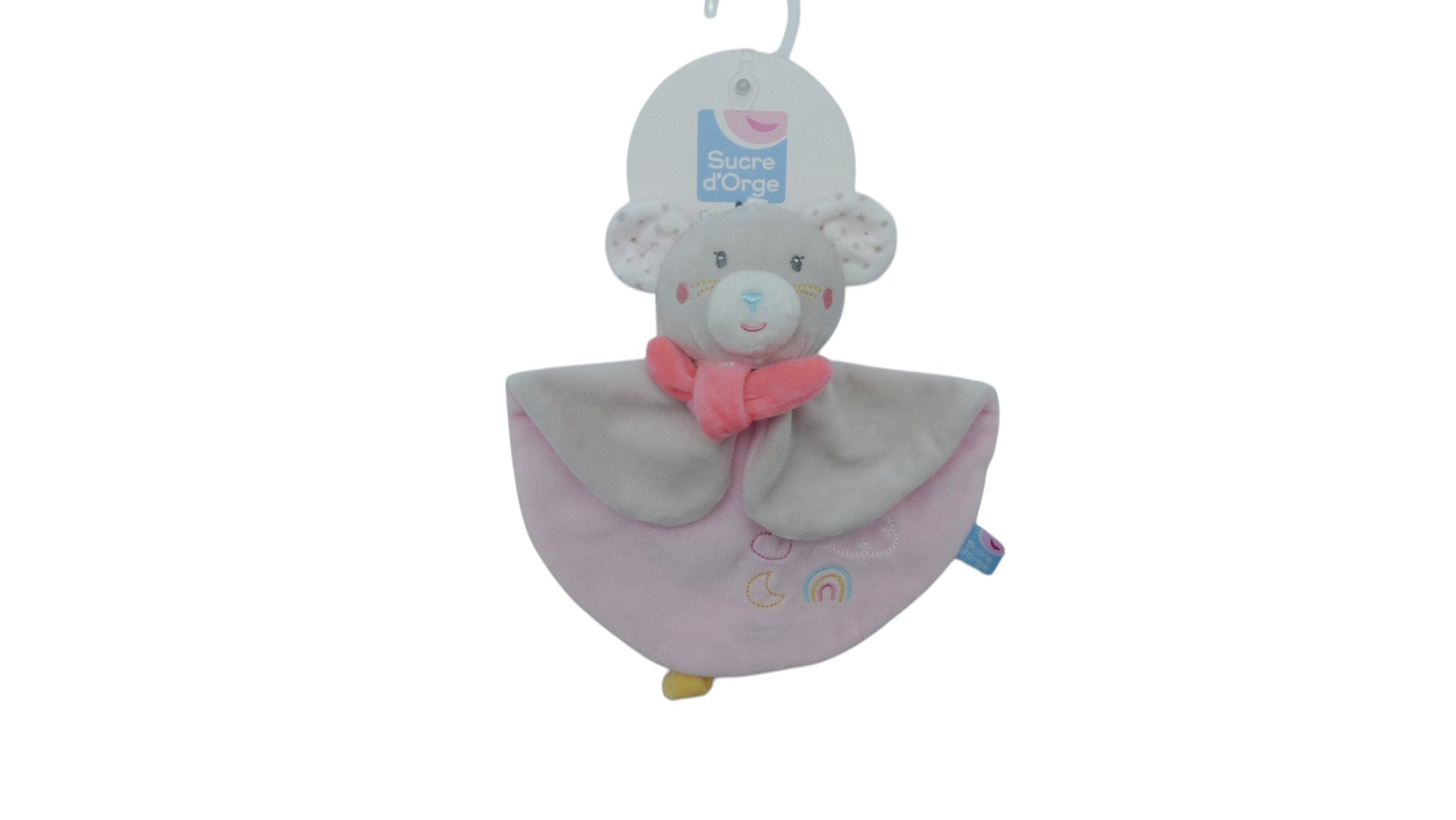 Doudou souris plat rose - Sucre d'Orge