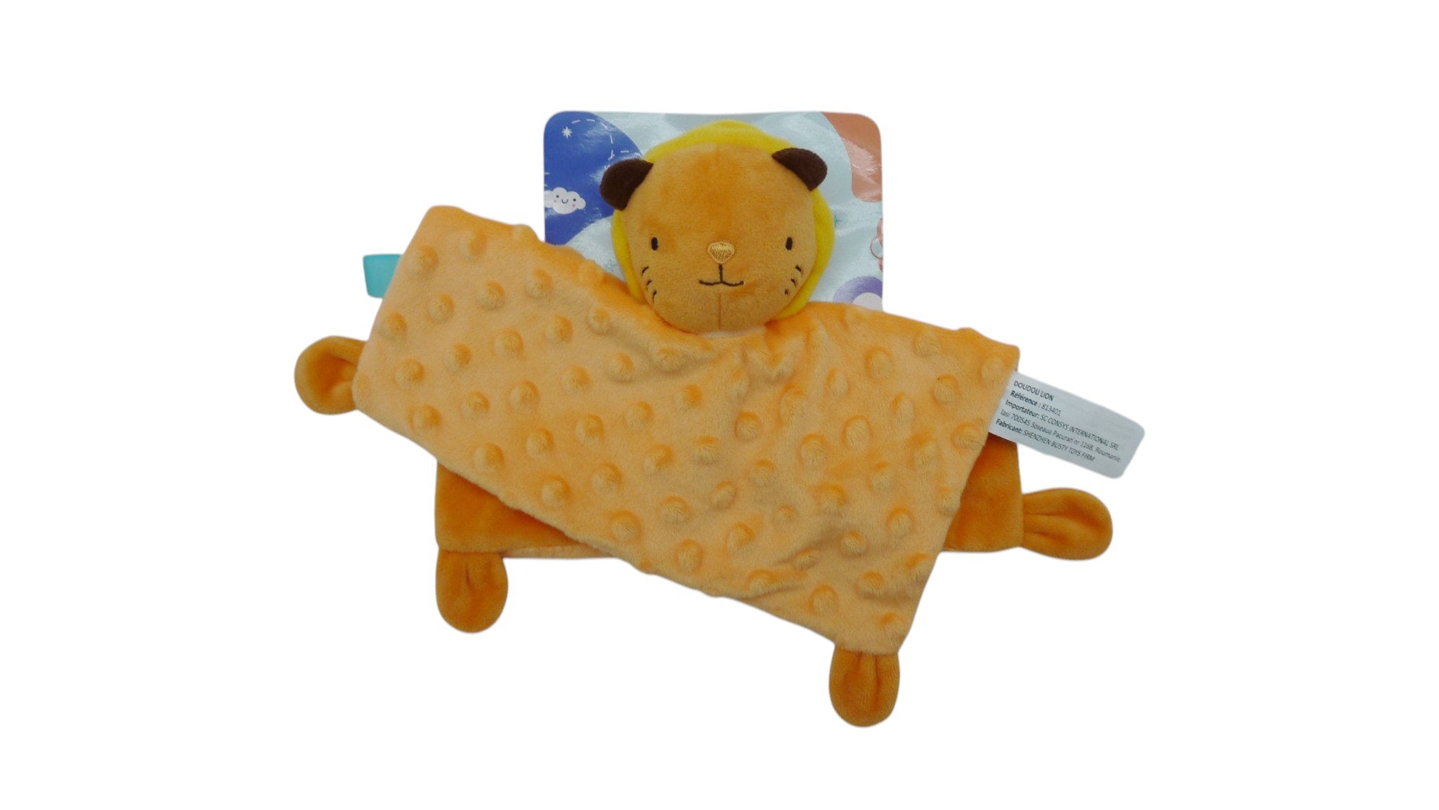 Doudou lion plat orange - Consys