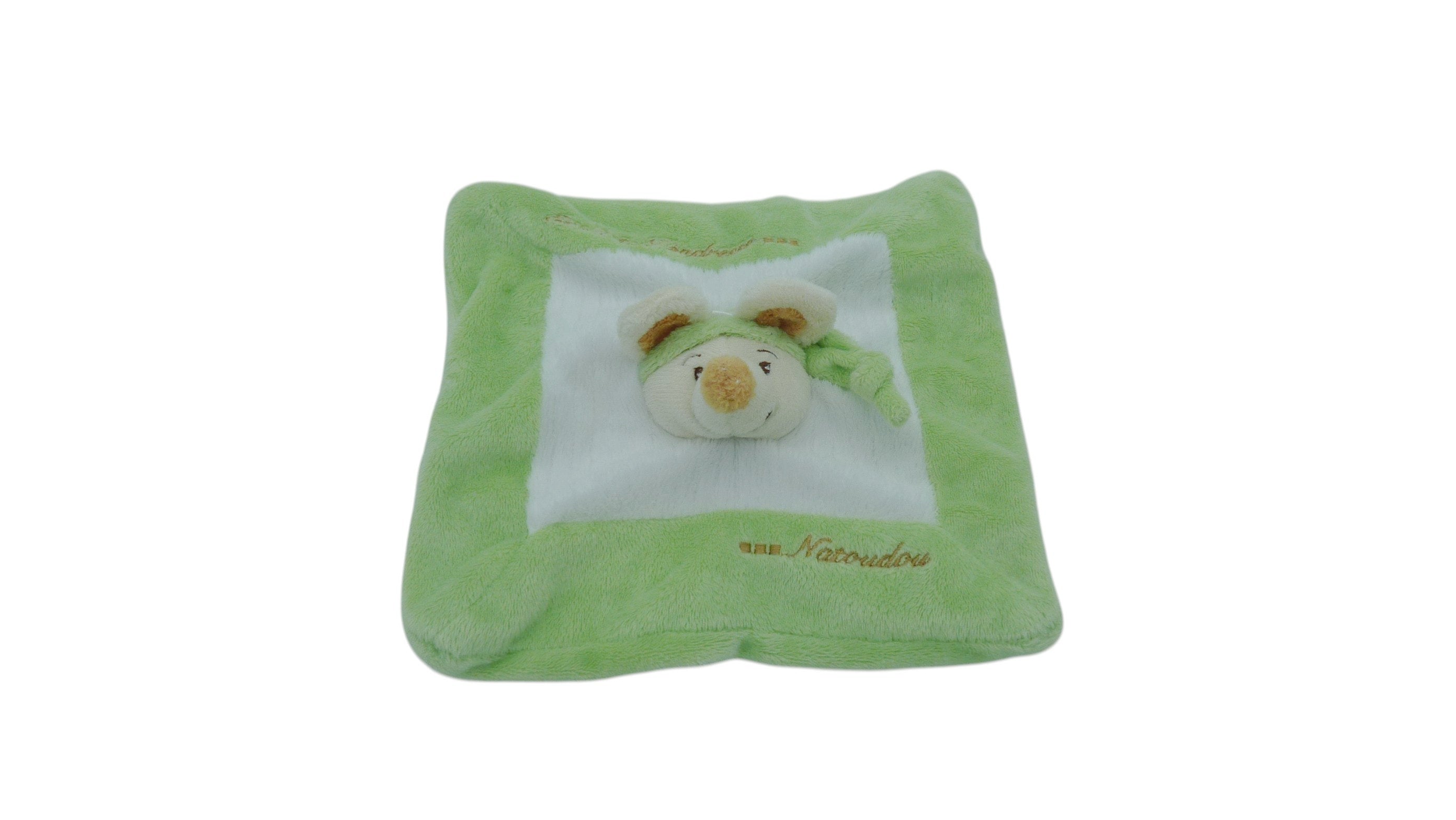 Doudou souris plat Natoudou blanc vert - CMP