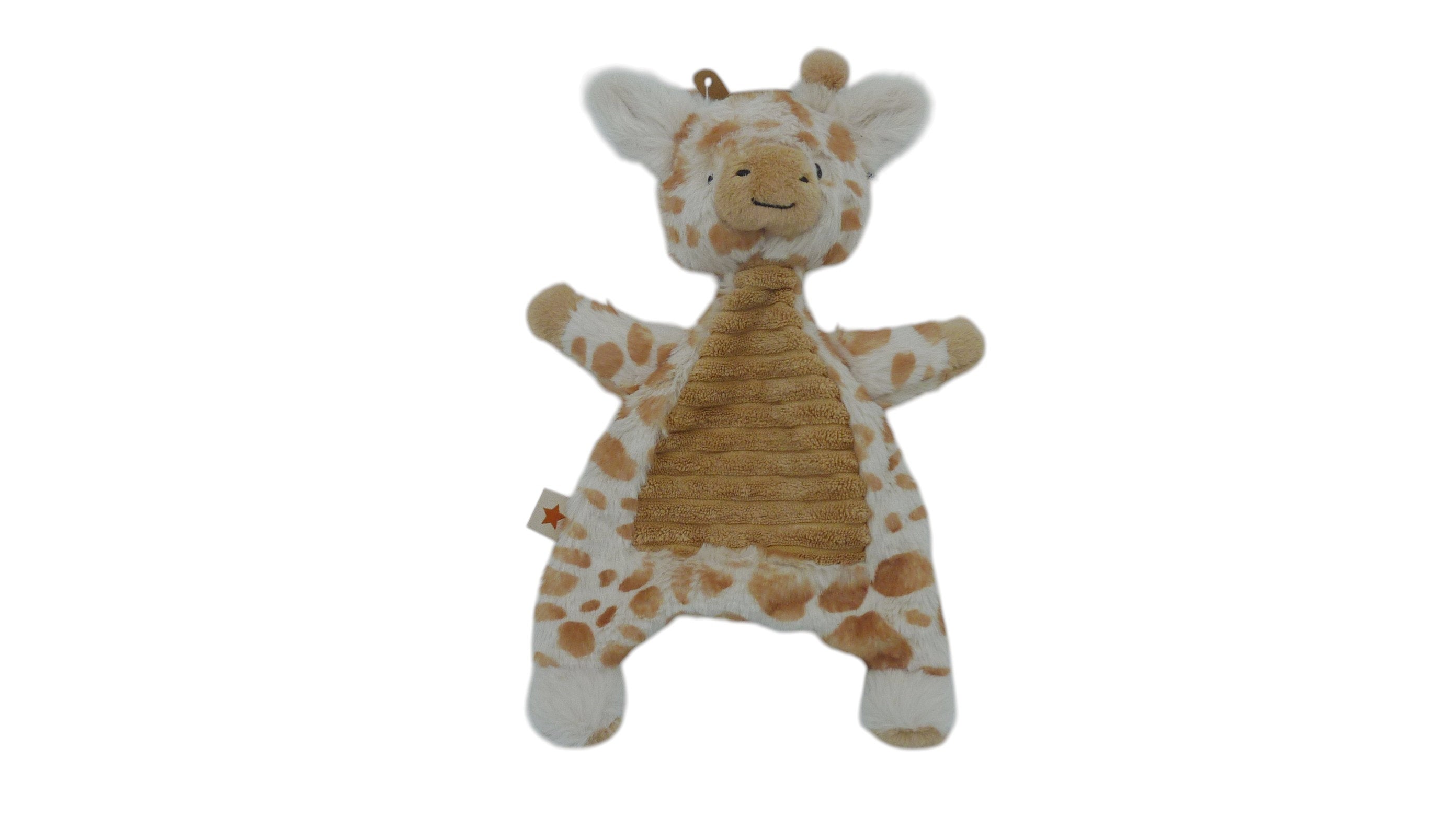 Doudou girafe plat marron crème - TAO