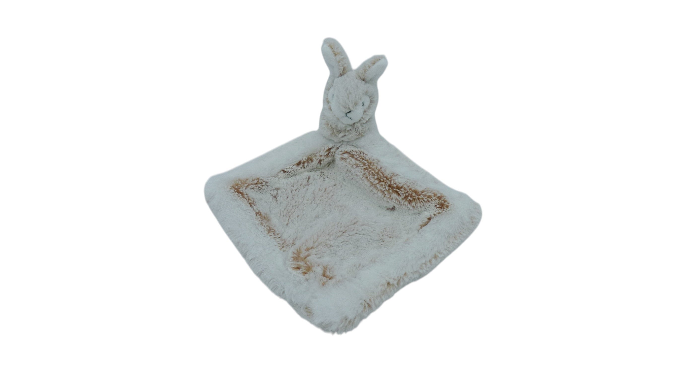Peluche mouchoir lapin marron blanc - Dani 13 cm
