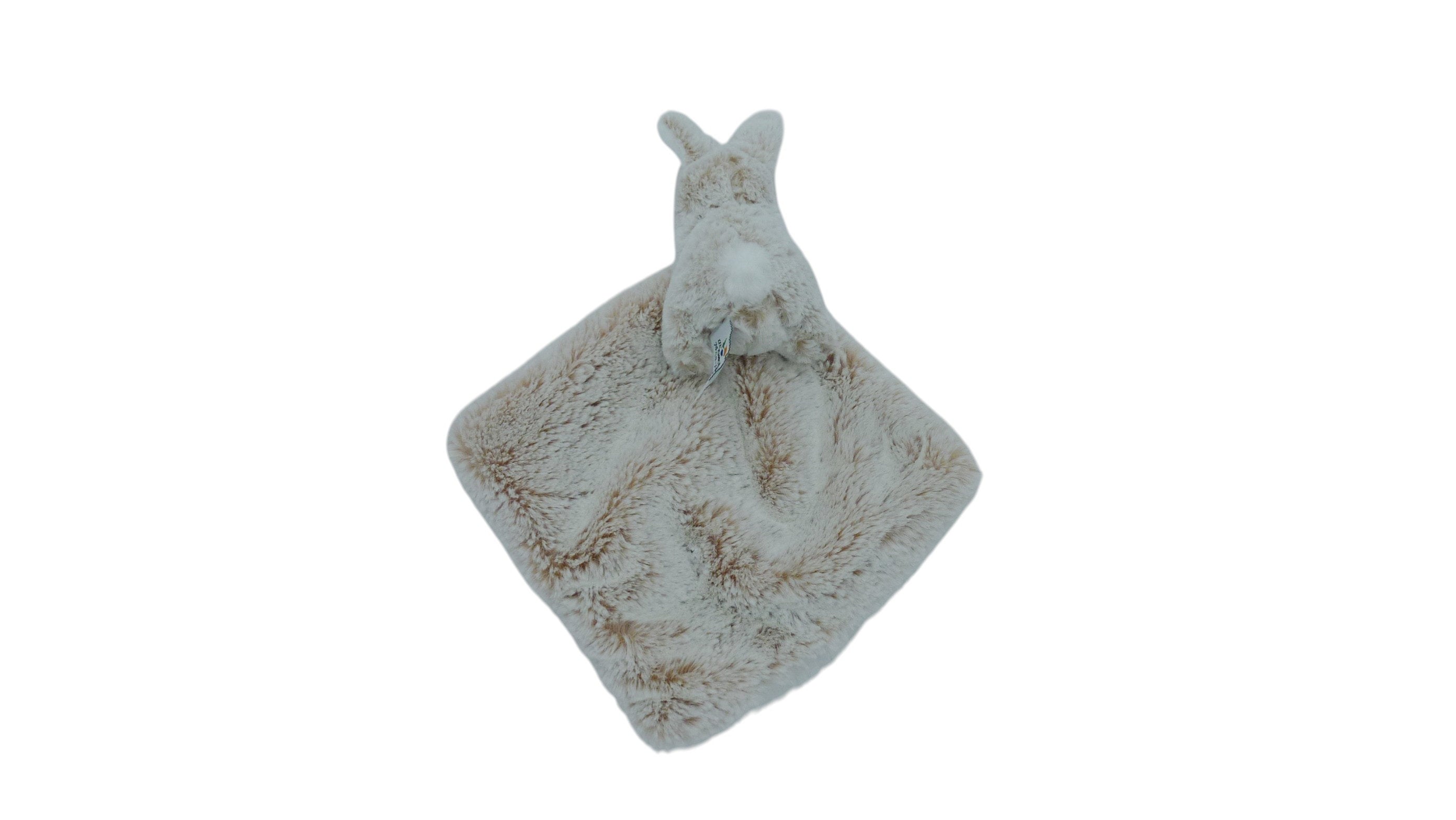 Peluche mouchoir lapin marron blanc - Dani 13 cm