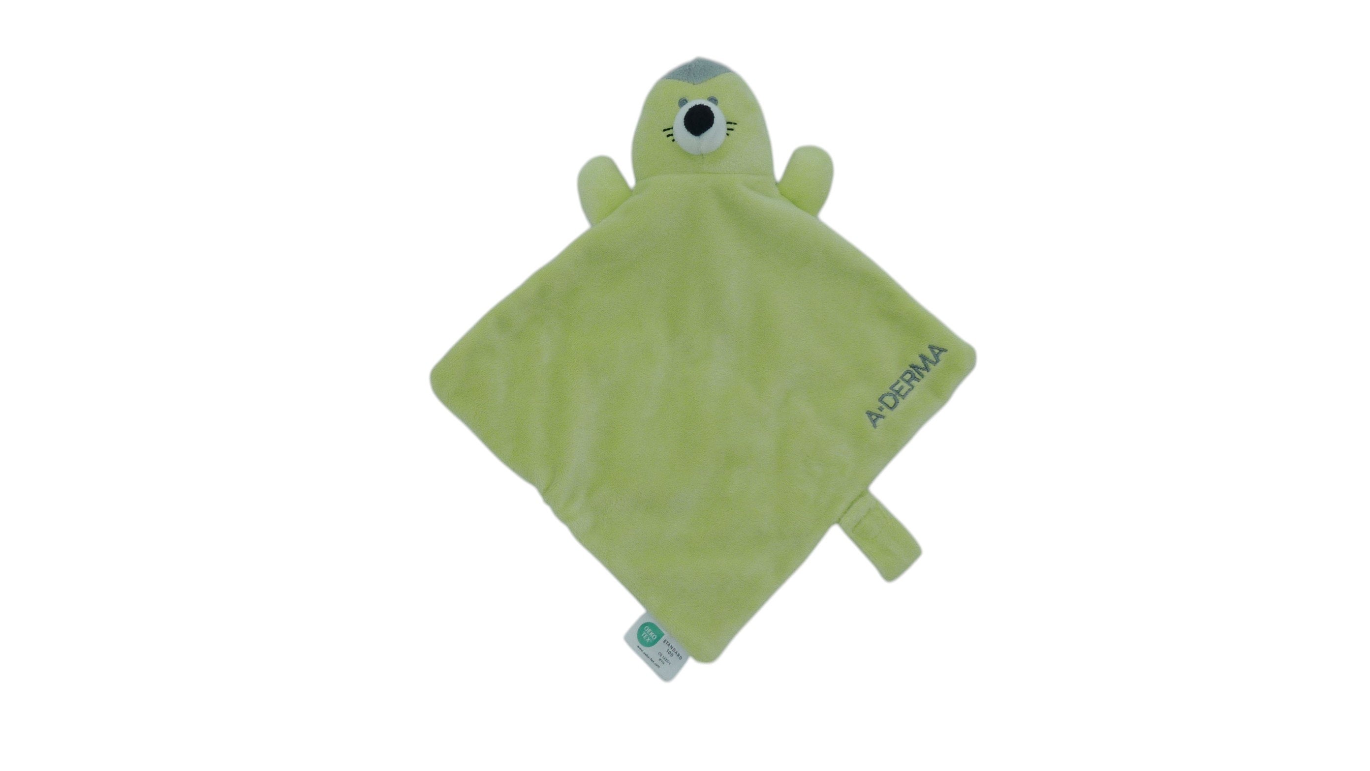 Doudou hérisson plat vert gris attache tétine - A-Derma
