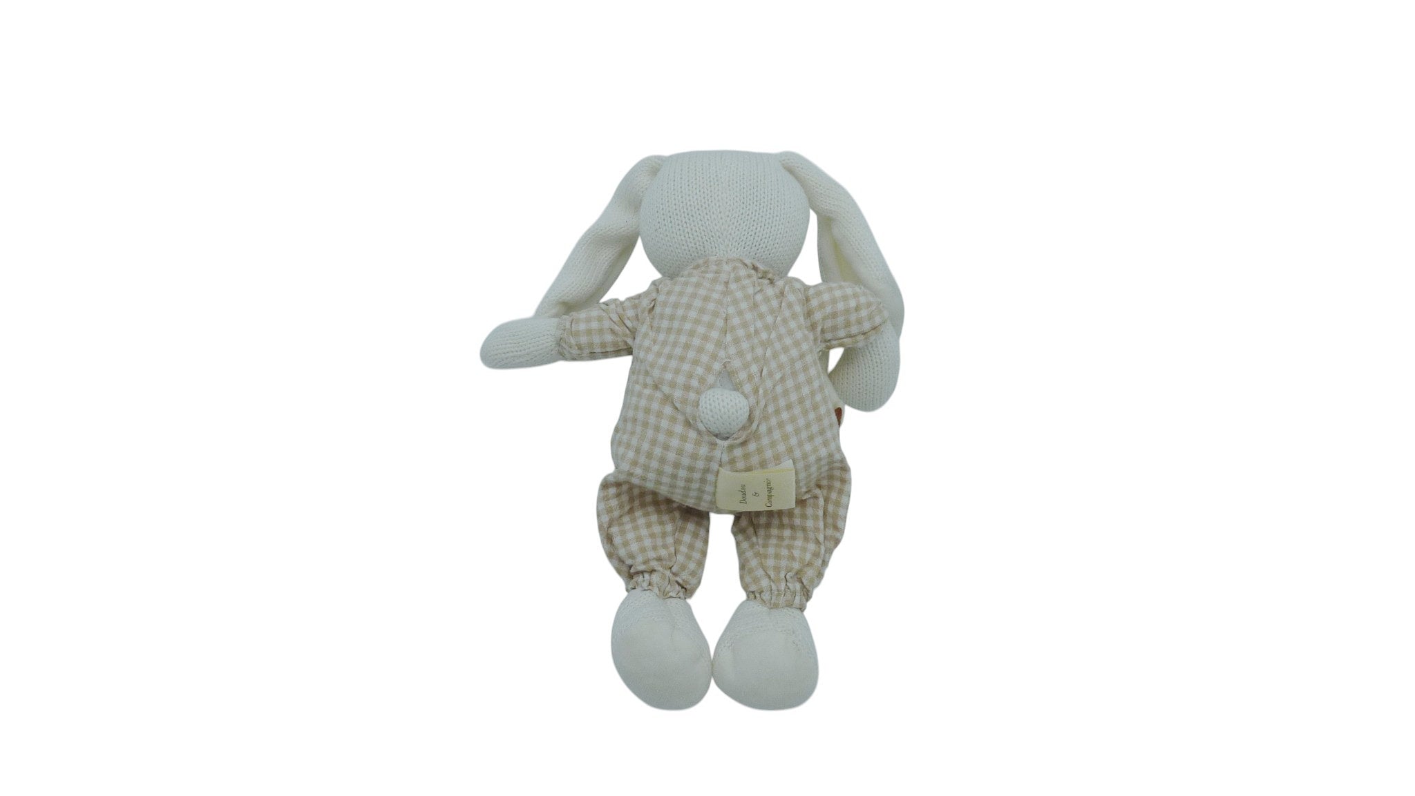 Peluche lapin blanc marron - Doudou et Compagnie 28 cm