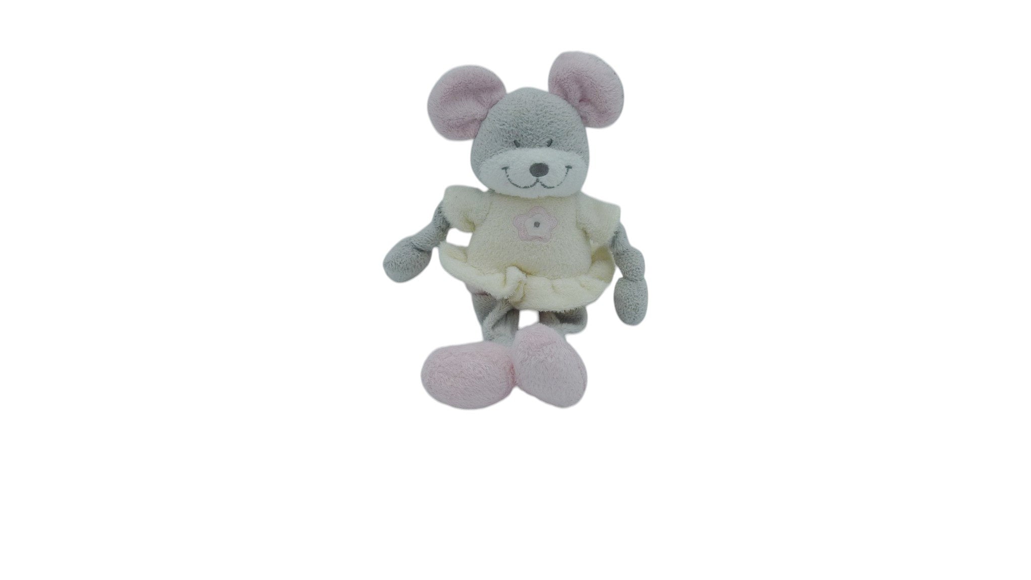 peluche souris gris rose - Nicotoy 24 cm