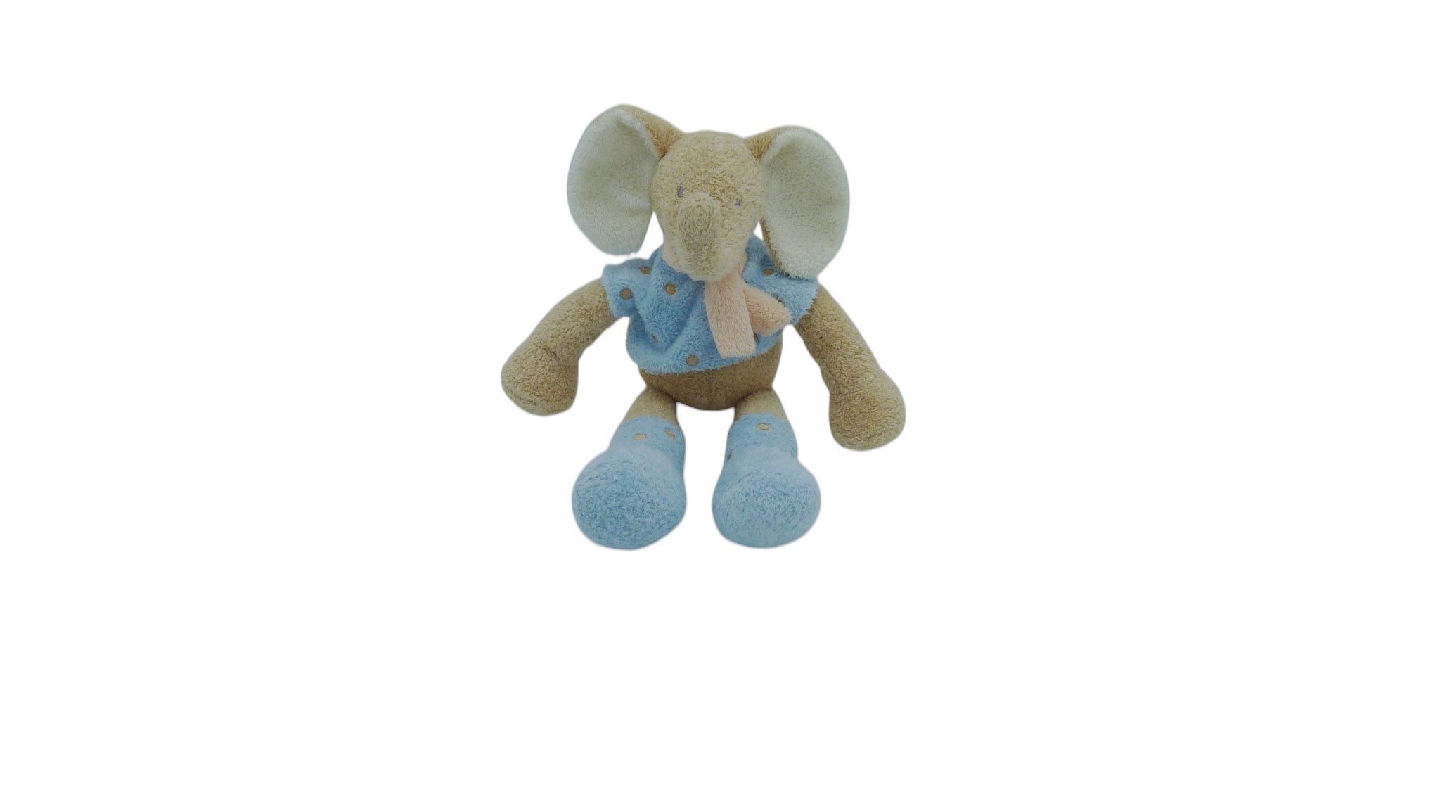 Peluche éléphant marron bleu - Nicotoy 26 cm