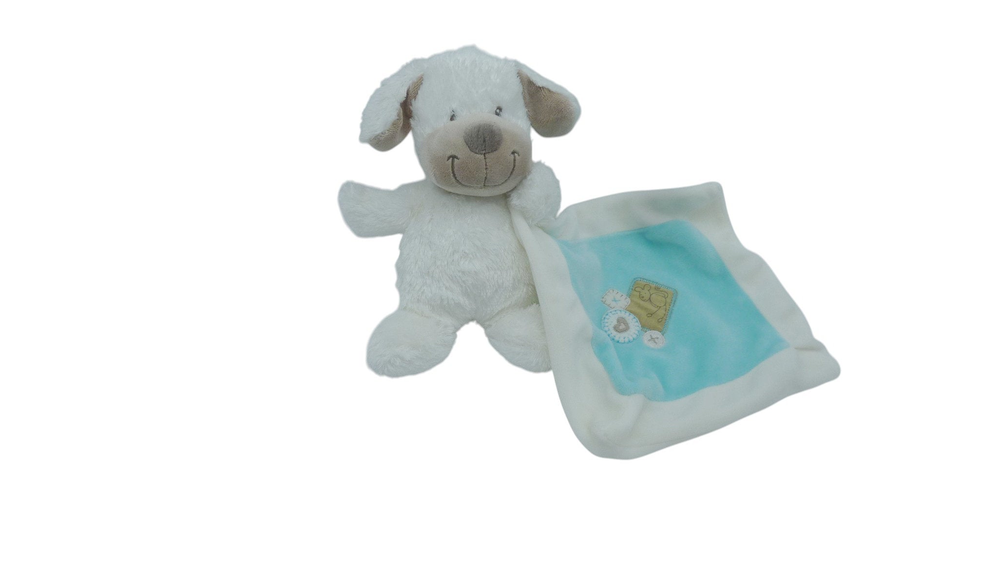 Peluche mouchoir chien blanc bleu - Nicotoy Simba Dickie 23 cm