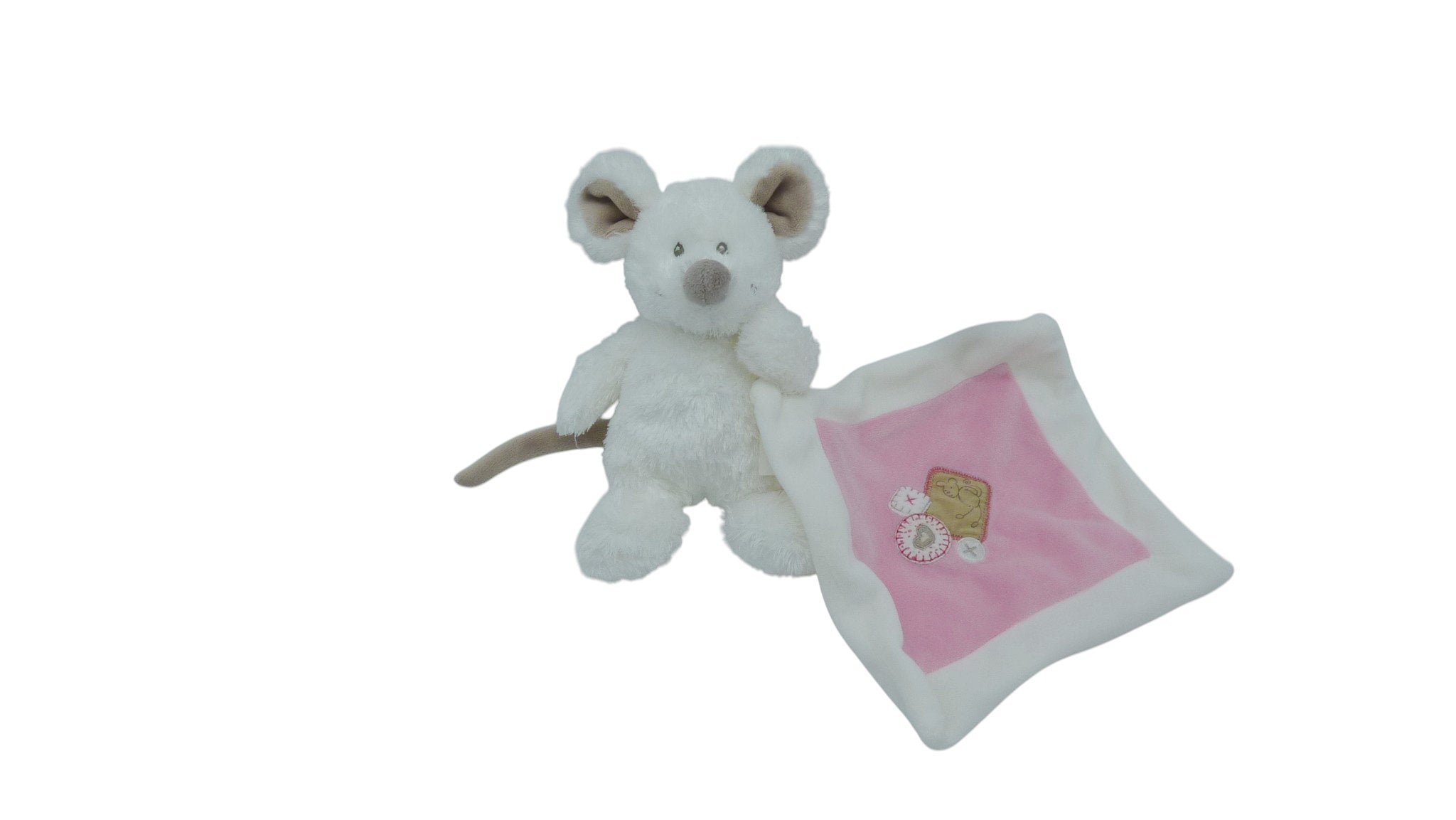 Peluche mouchoir souris blanc rose - Nicotoy Simba Dickie 21 cm