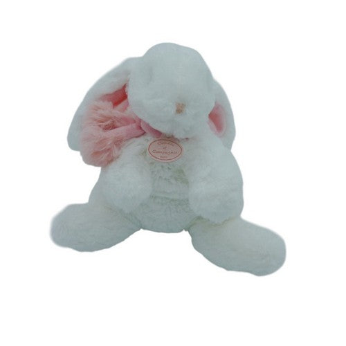 Peluche lapin blanc corail - Pompon - DC2682 Doudou et Compagnie 27 cm