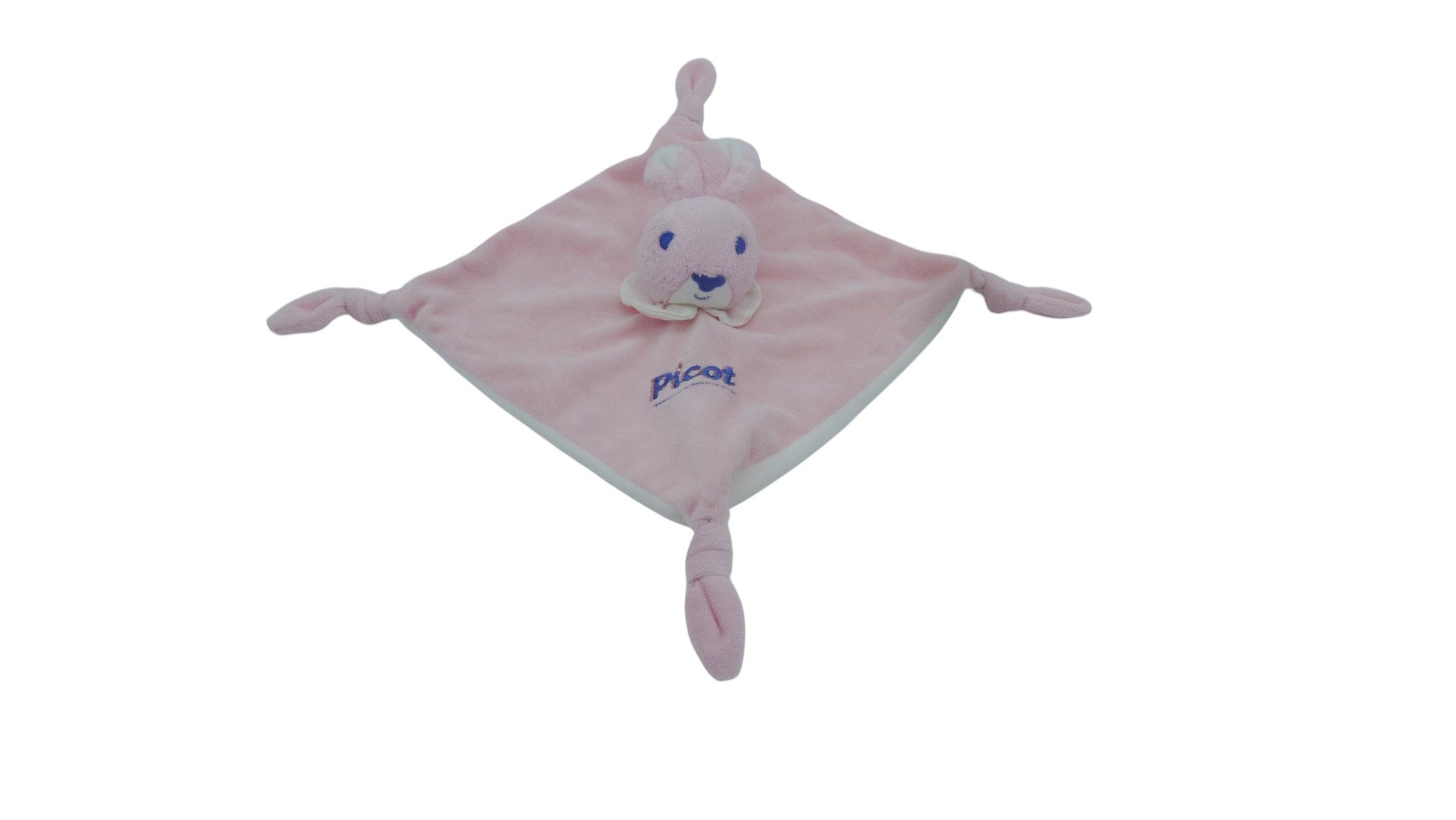 Doudou lapin plat rose - Picot
