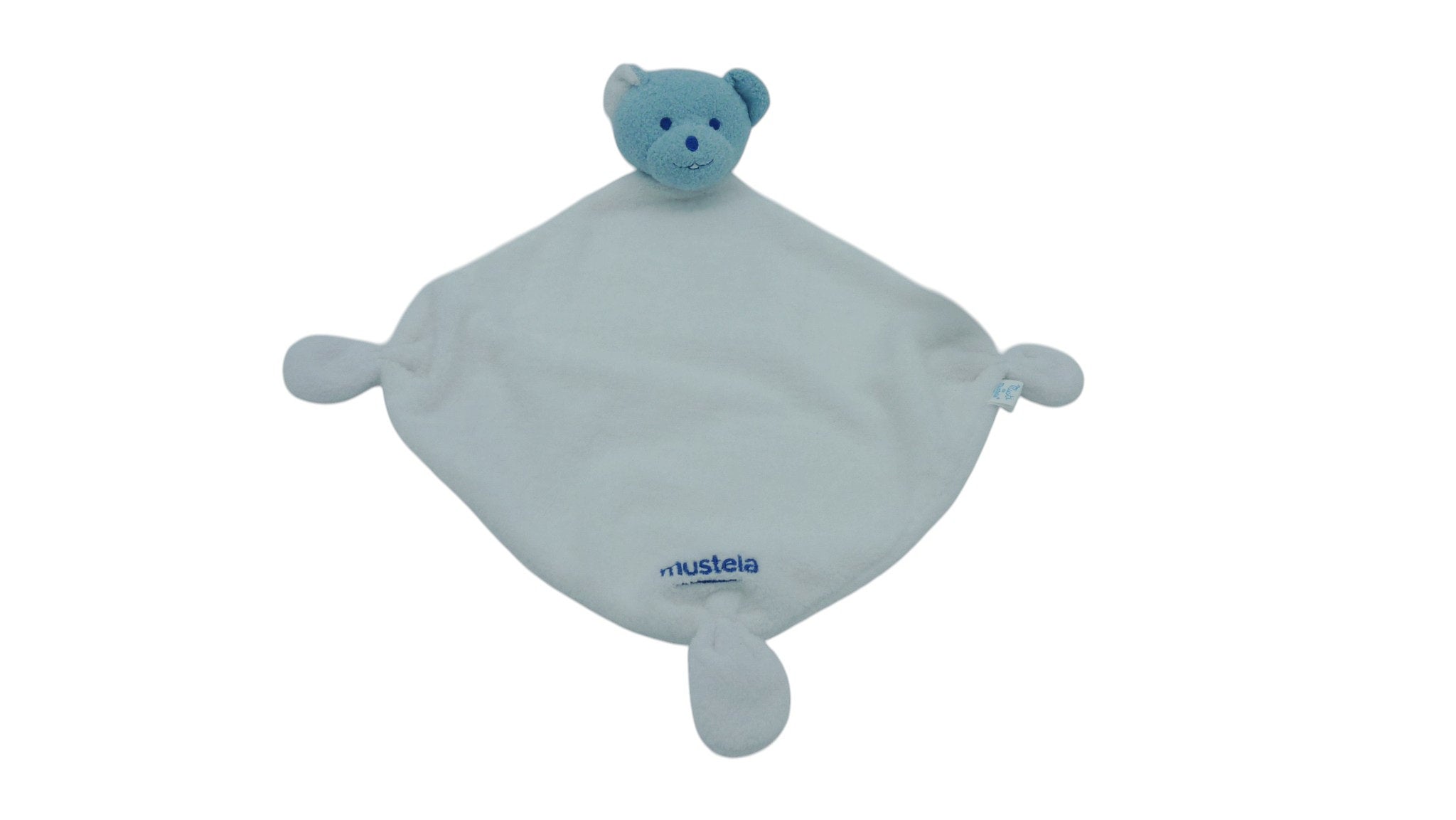 Doudou ours plat blanc bleu - Mustela