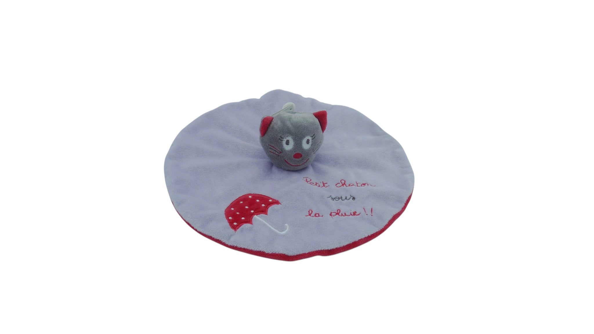 Doudou chat plat mauve rouge - Kiabi