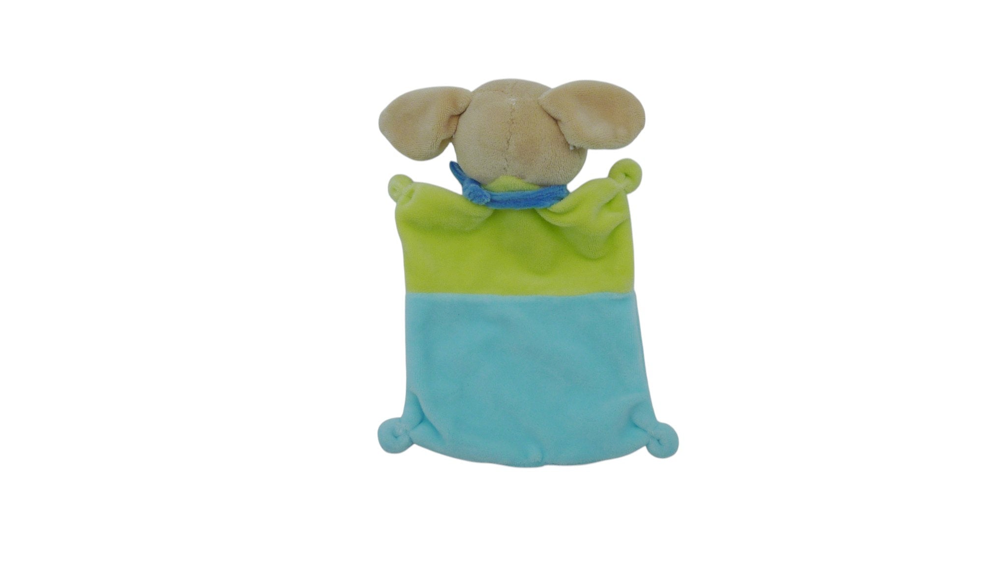 Doudou chien plat vert turquoise - Nicotoy