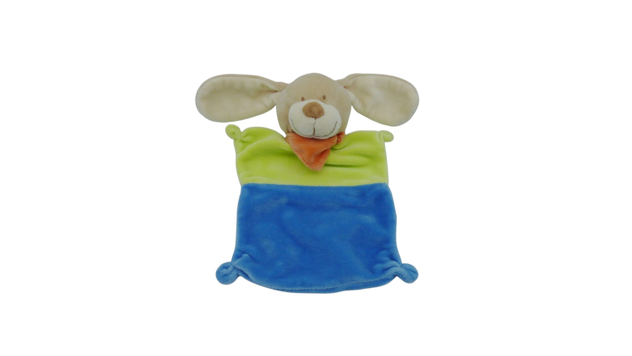 Doudou lapin plat bleu vert - Nicotoy