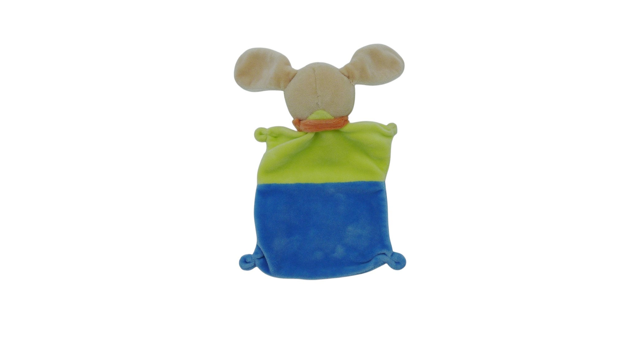 Doudou lapin plat bleu vert - Nicotoy