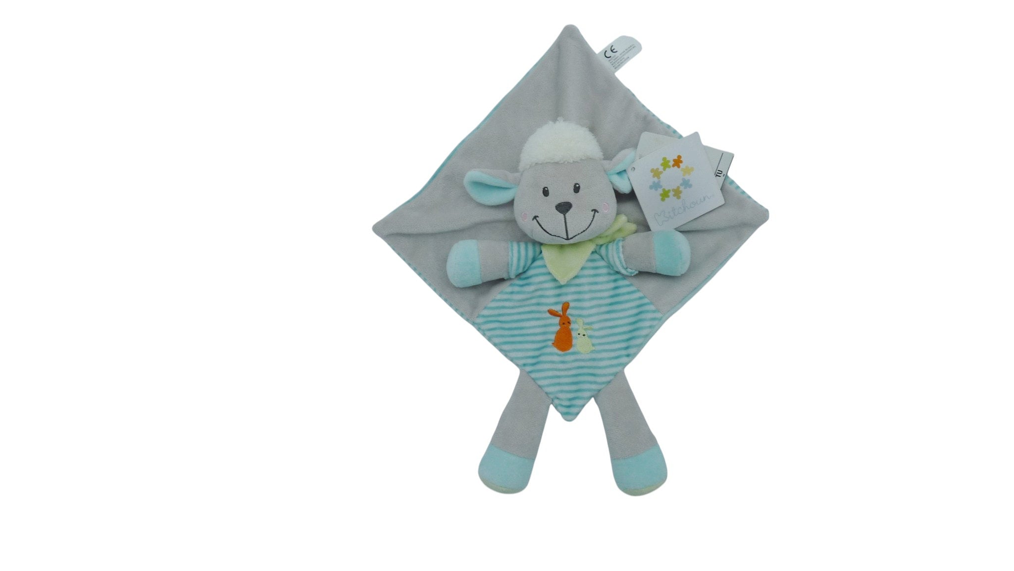 Doudou mouton plat gris turquoise - Kiabi