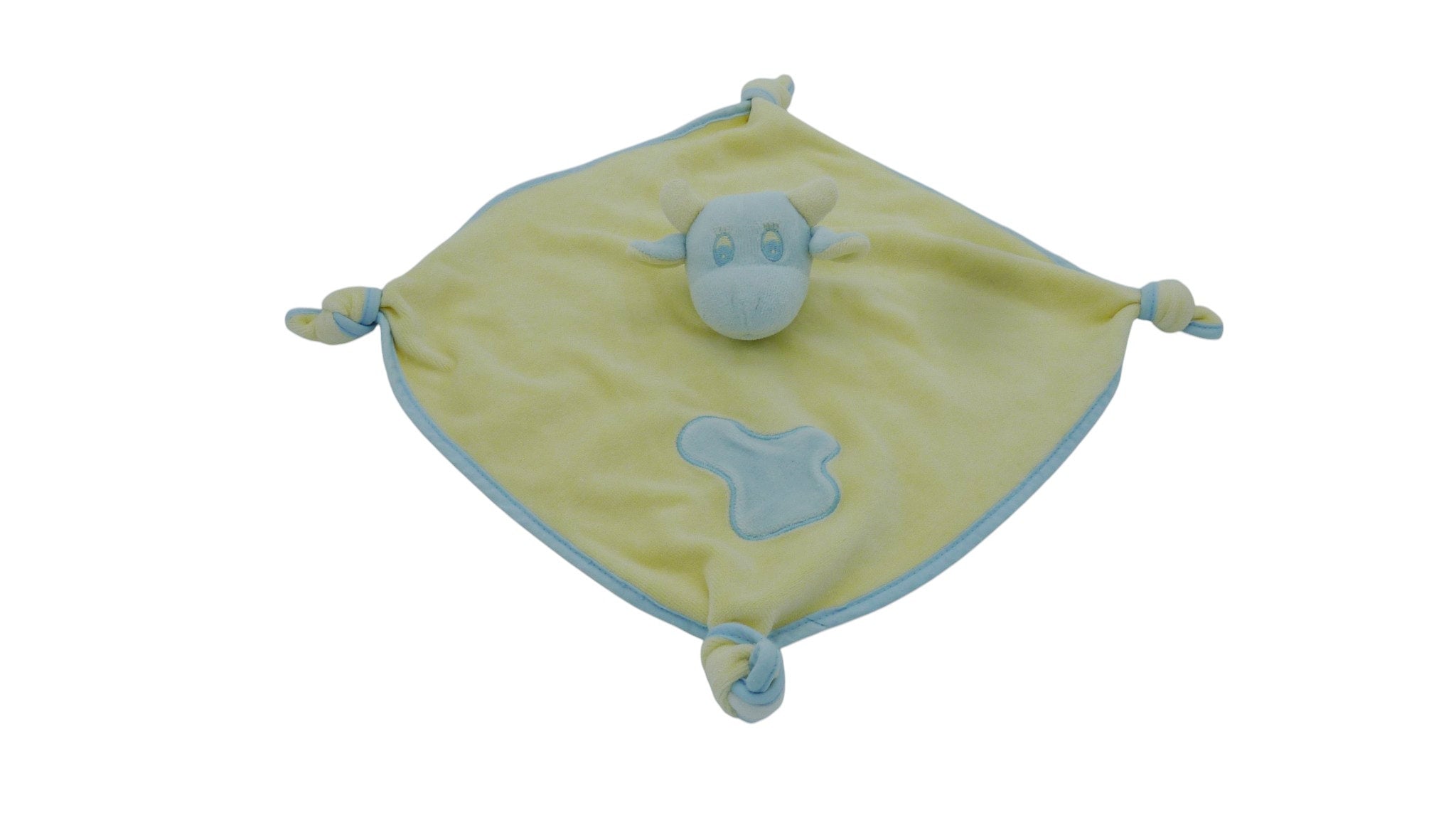 Doudou vache plat jaune bleu - Gipsy