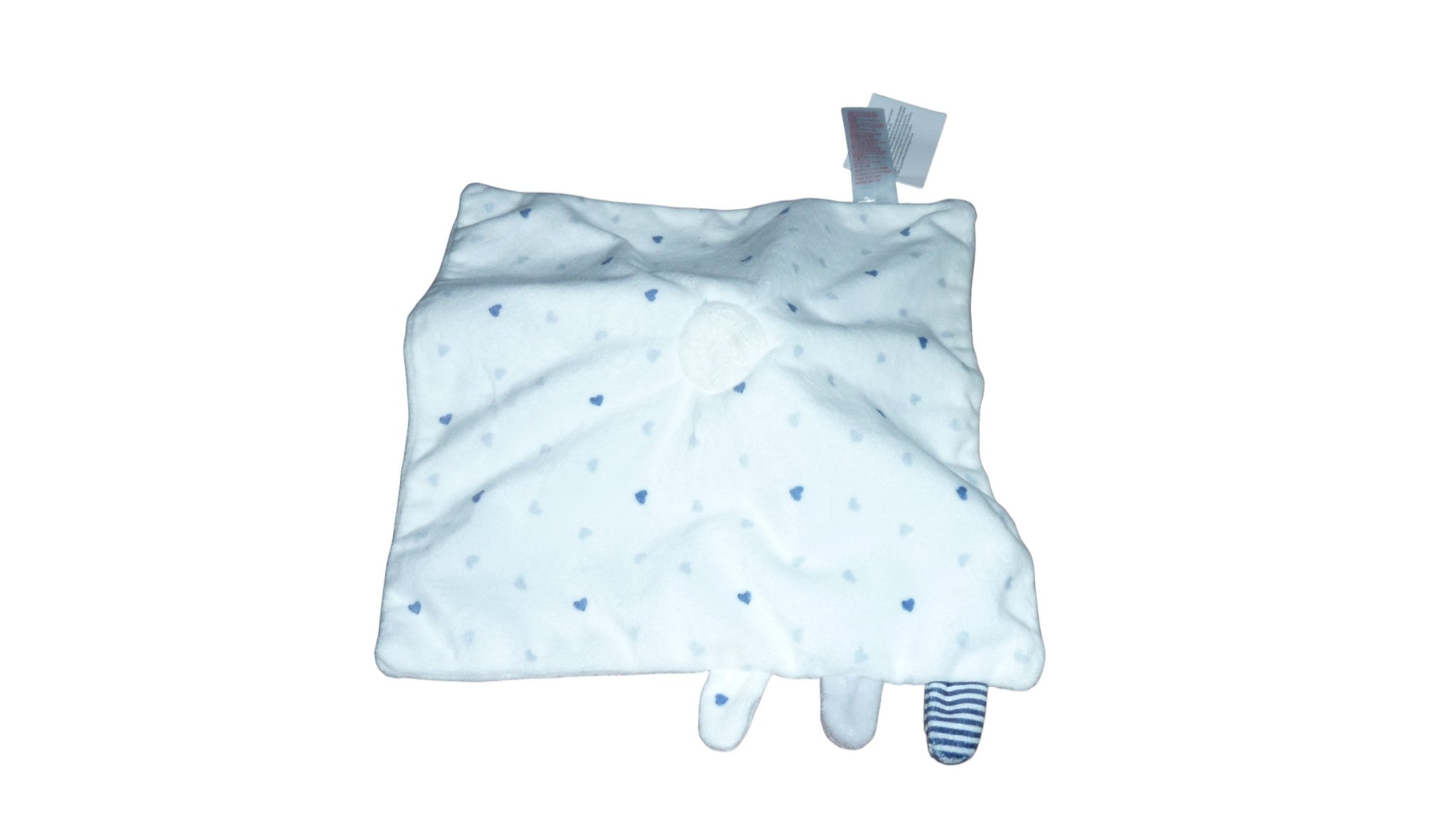 Doudou lapin plat bleu blanc - Obaibi