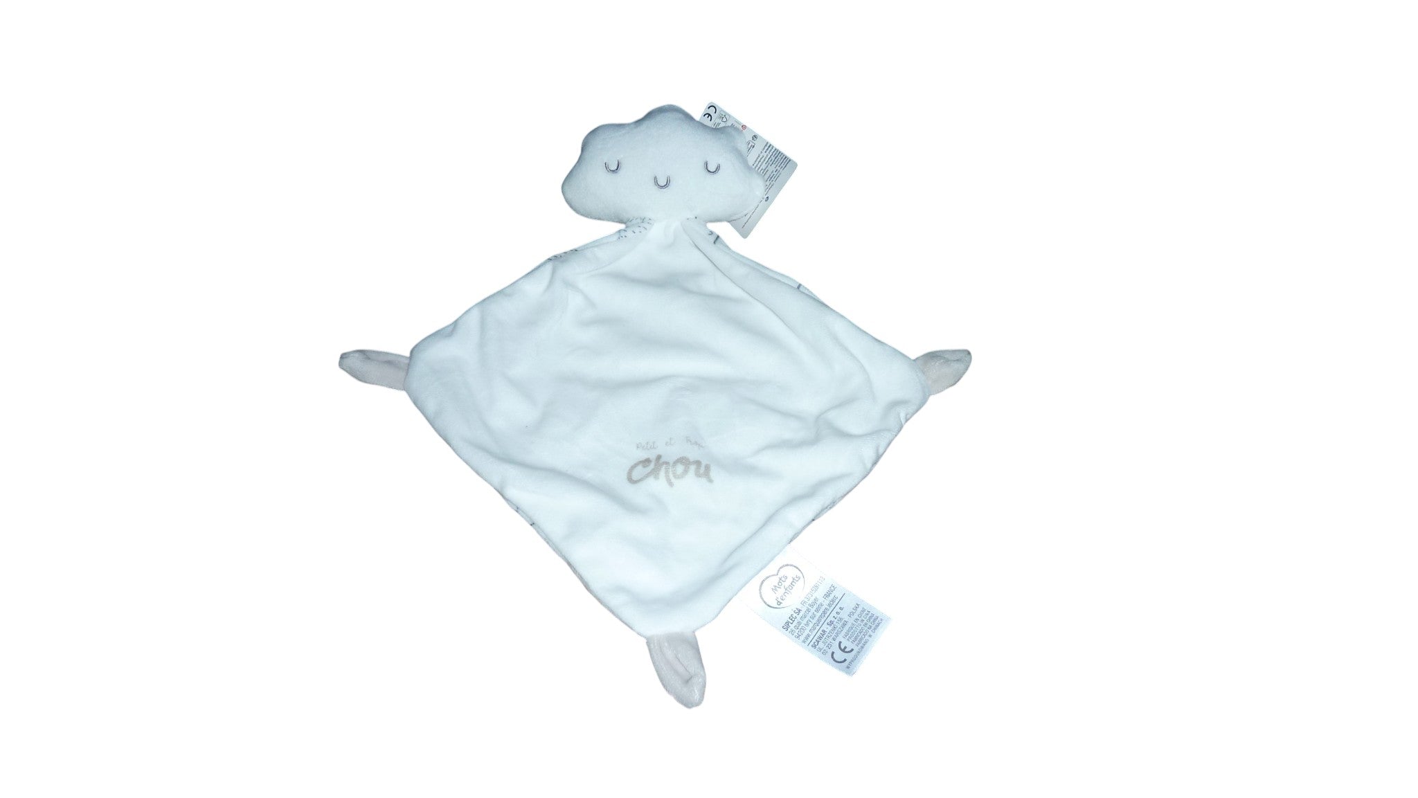 Doudou nuage plat blanc - Mots d'Enfants
