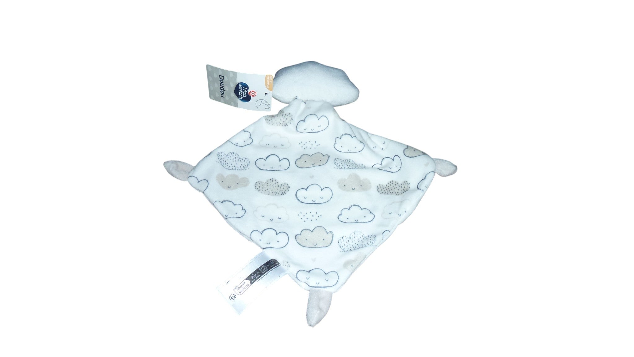 Doudou nuage plat blanc - Mots d'Enfants
