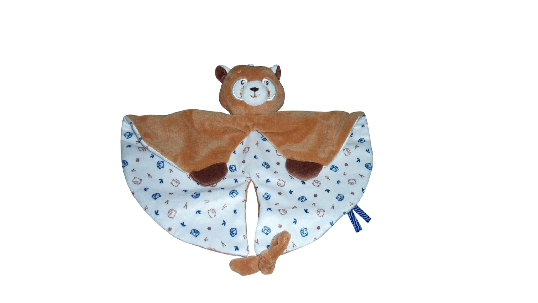Doudou ours plat marron attache tétine - Sucre d'Orge