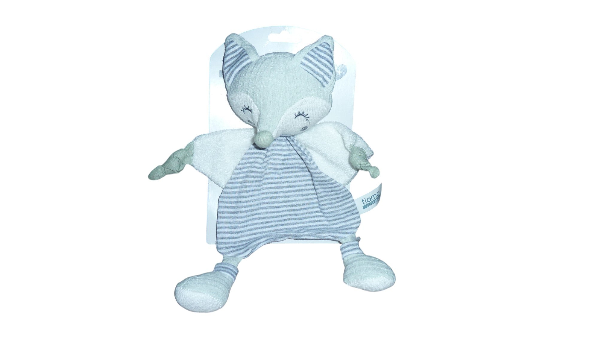 Doudou renard plat blanc gris - Tiamo Collection