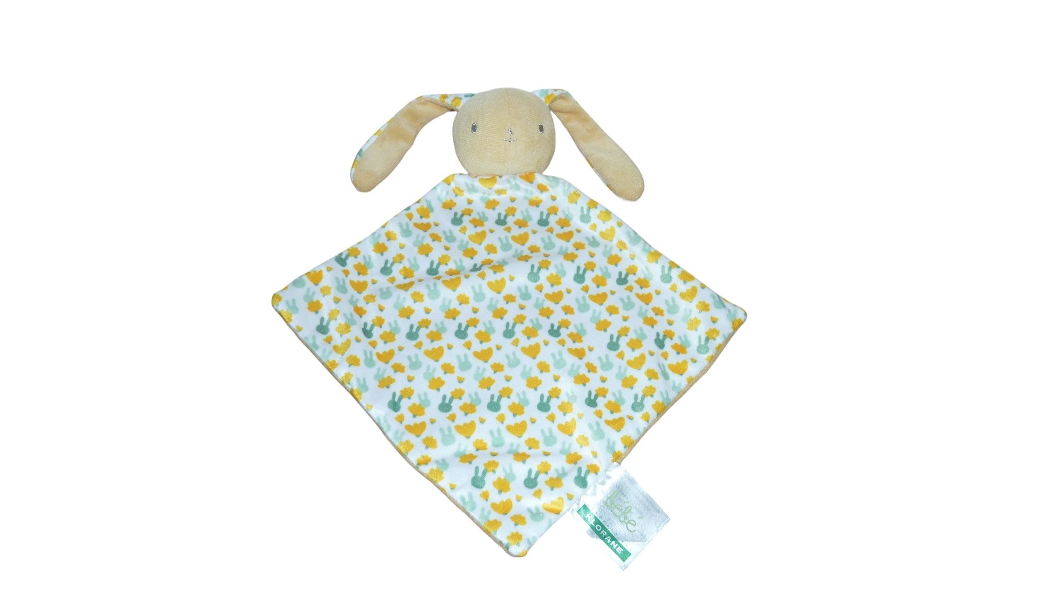 Doudou lapin plat marron blanc - Klorane