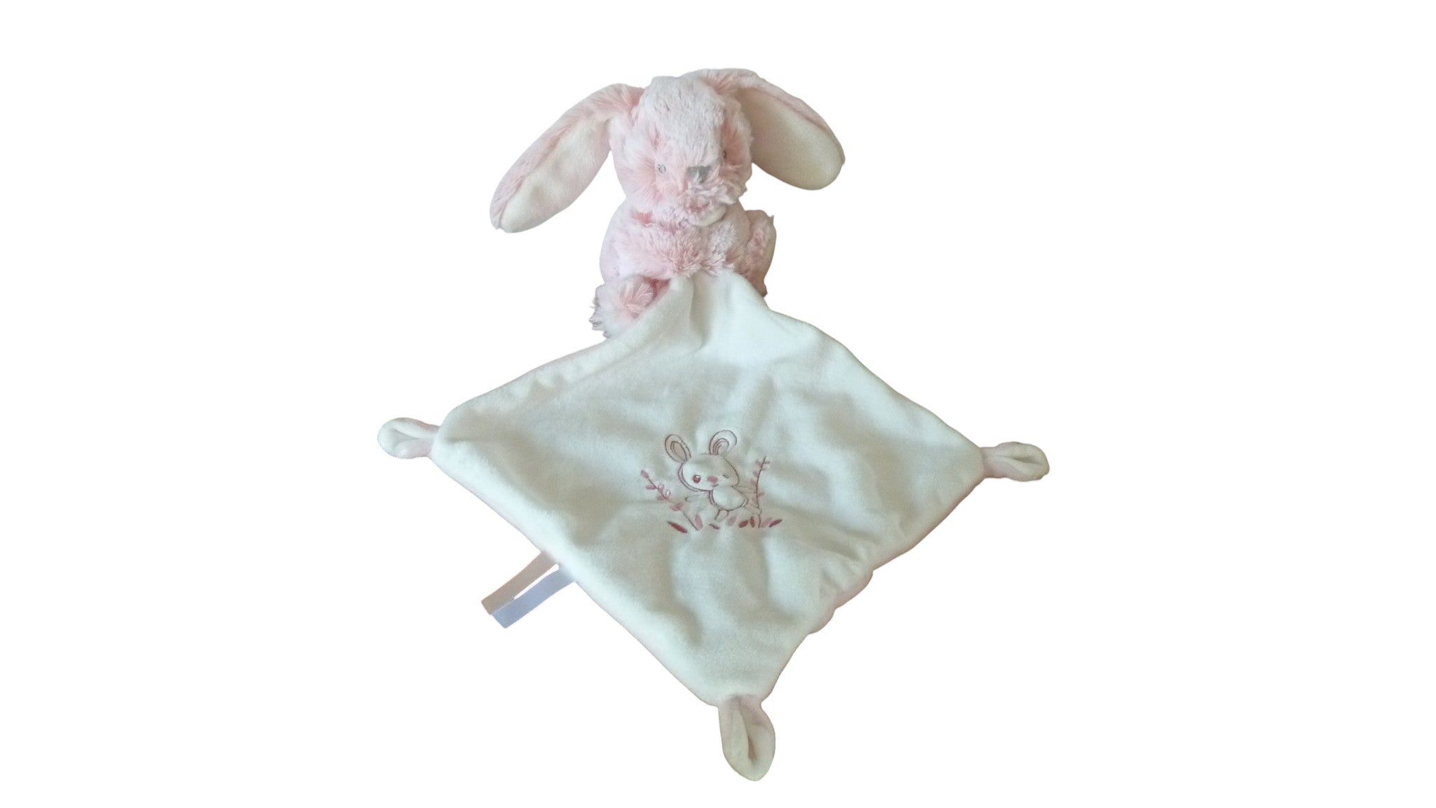 Peluche mouchoir lapin rose - Nicotoy 14 cm