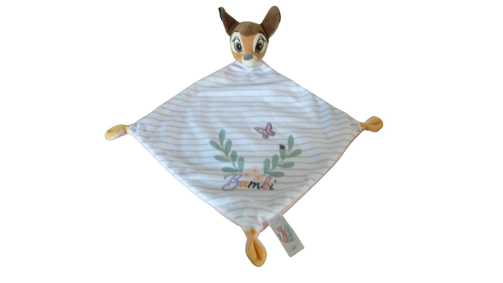 Doudou Bambi le faon plat blanc rose - Disney