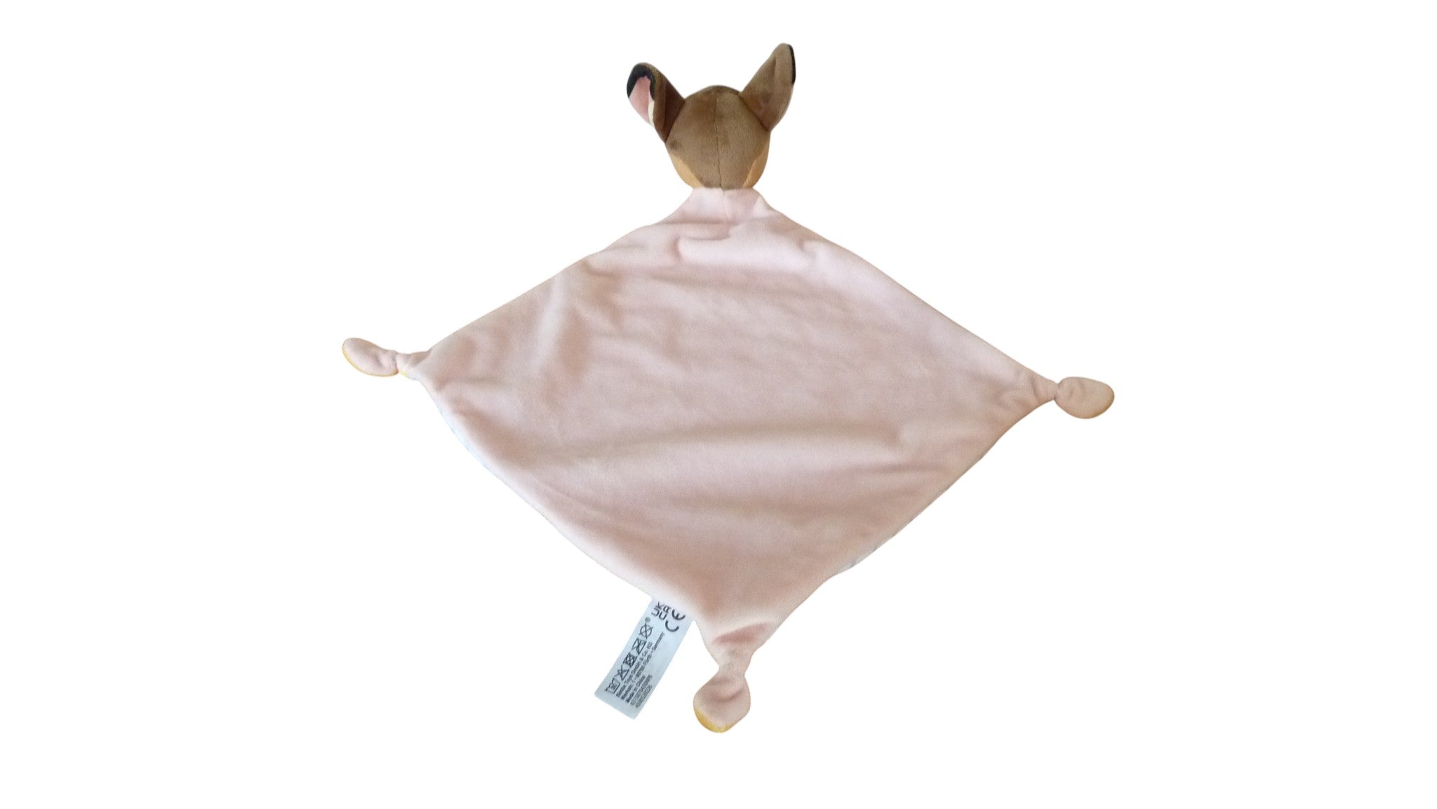 Doudou Bambi le faon plat blanc rose - Disney