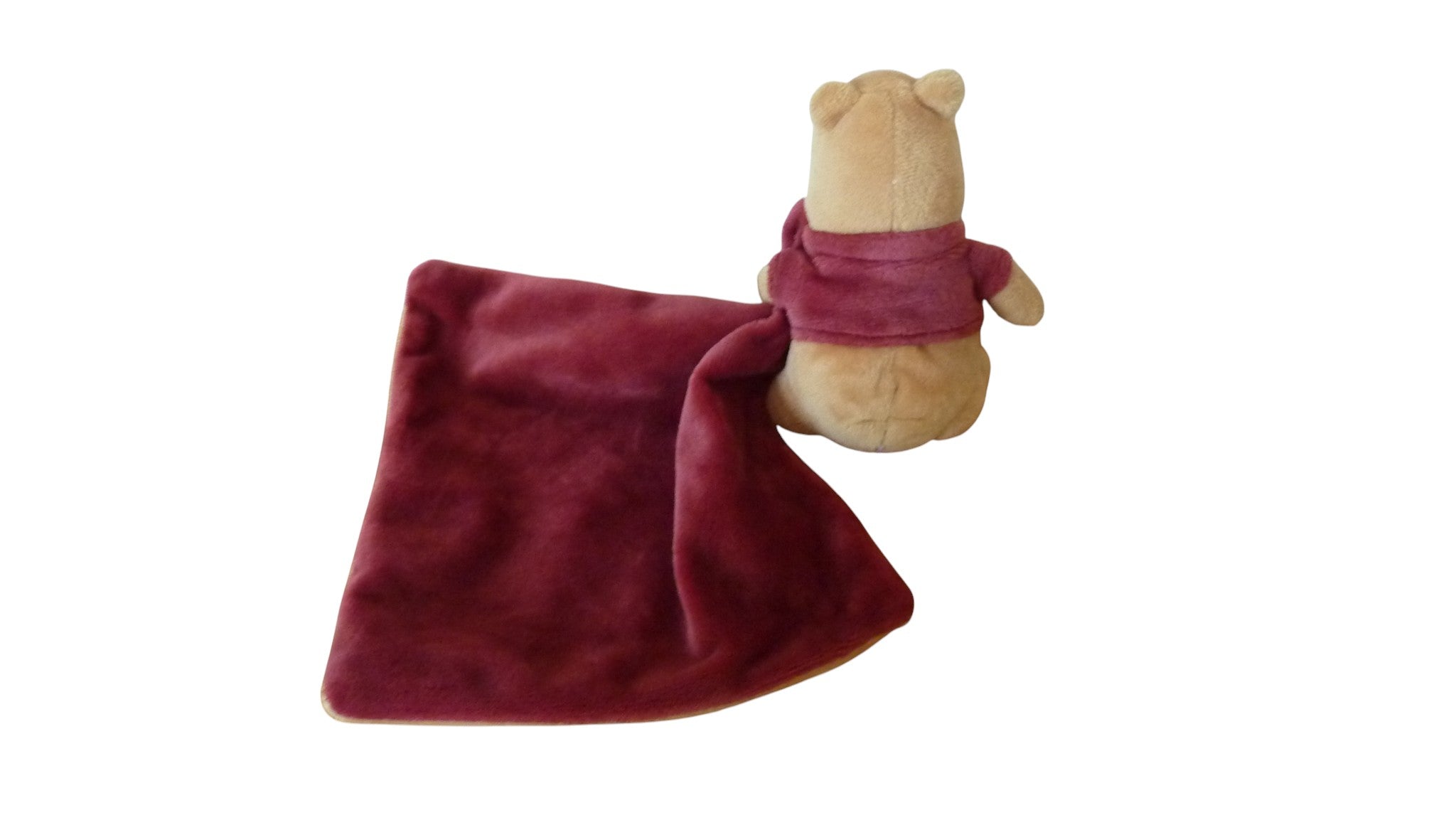 Peluche mouchoir Winnie l'Ourson marron bordeaux - Disney 14 cm