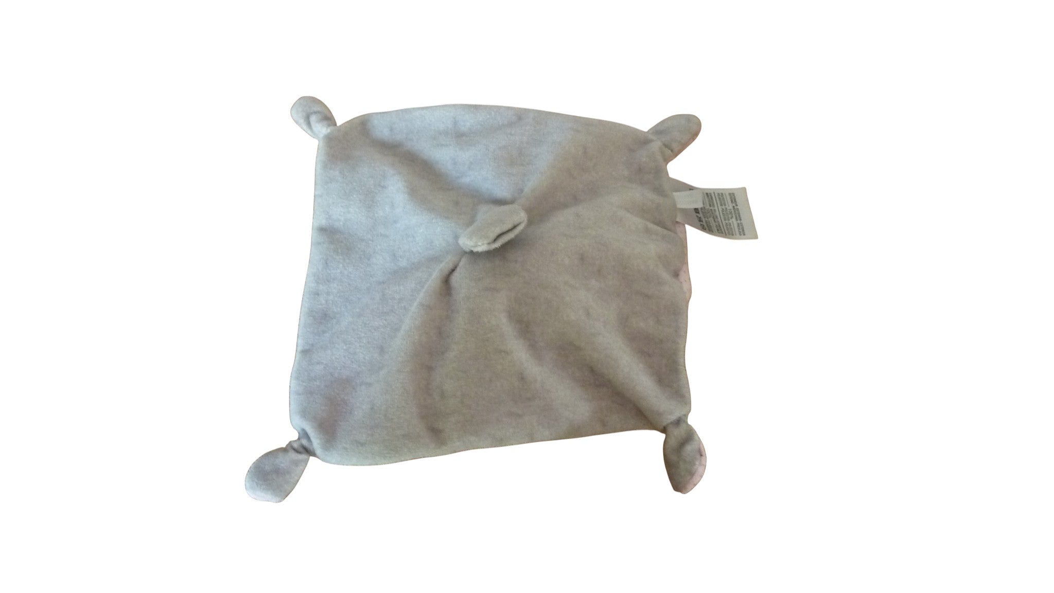 Doudou chat plat rose gris - Mots d'Enfants