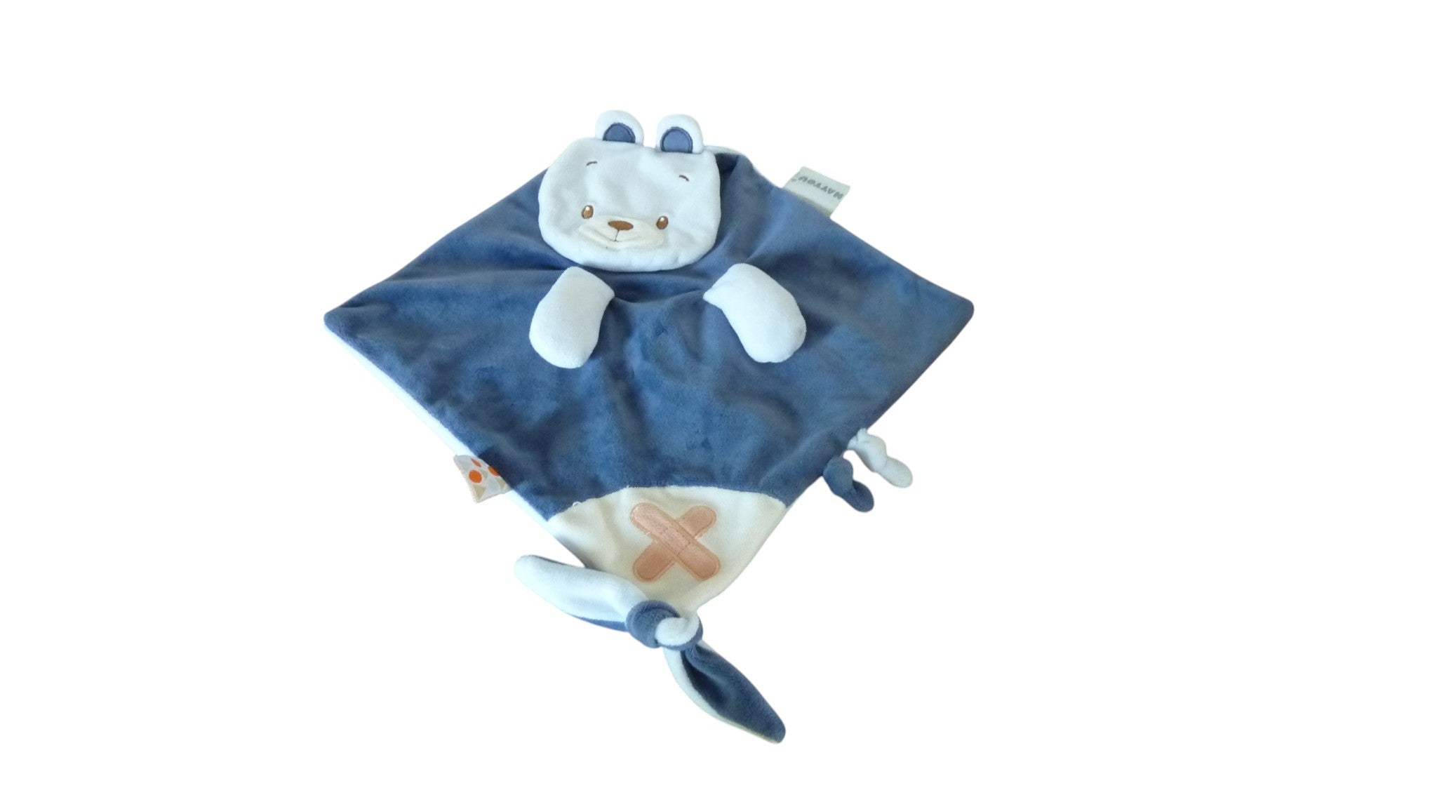 Doudou ours plat bleu attache tétine - Budiezzz - Nattou