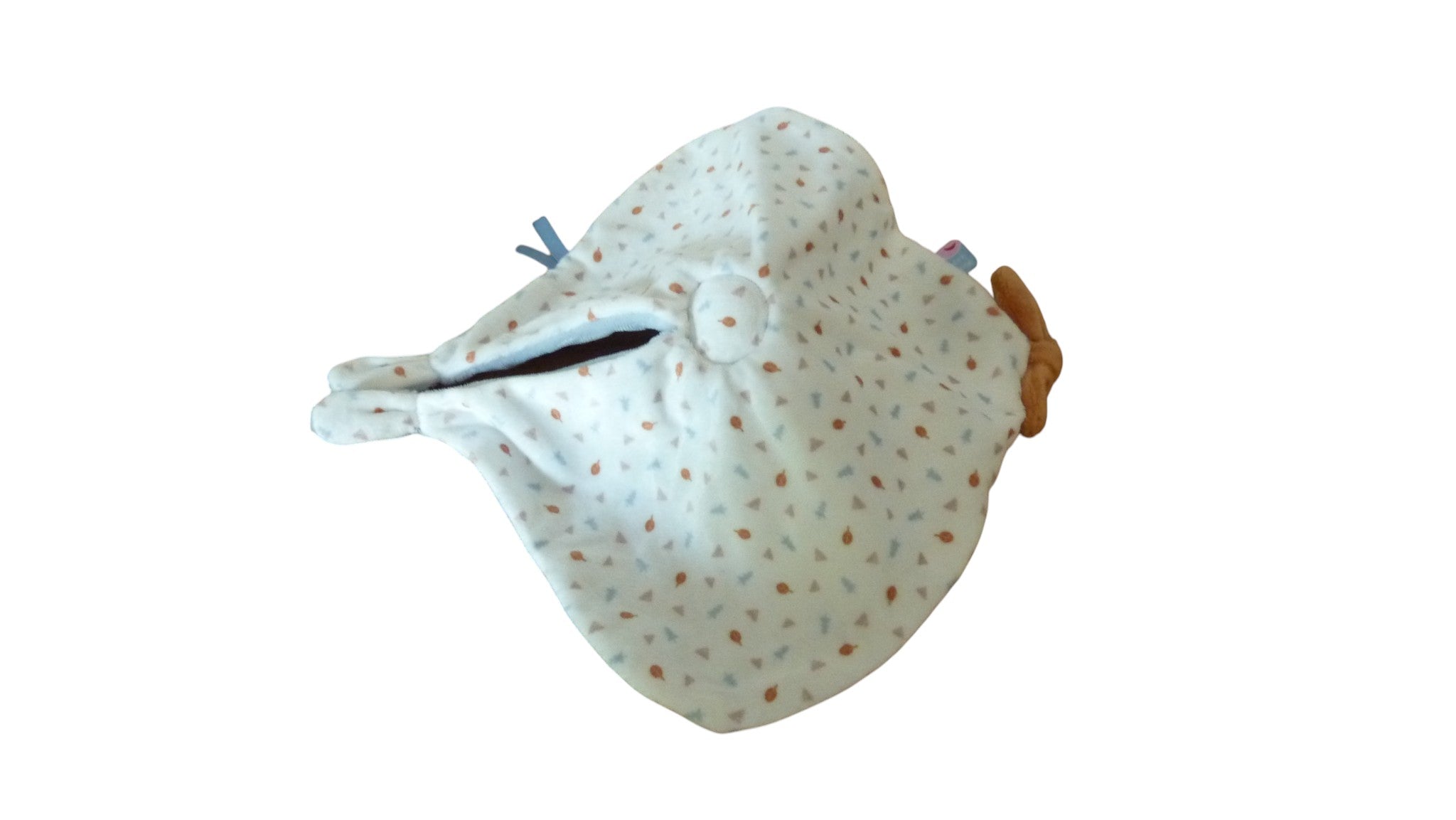 Doudou ours plat attache sucette bleu - sucre d'Orge