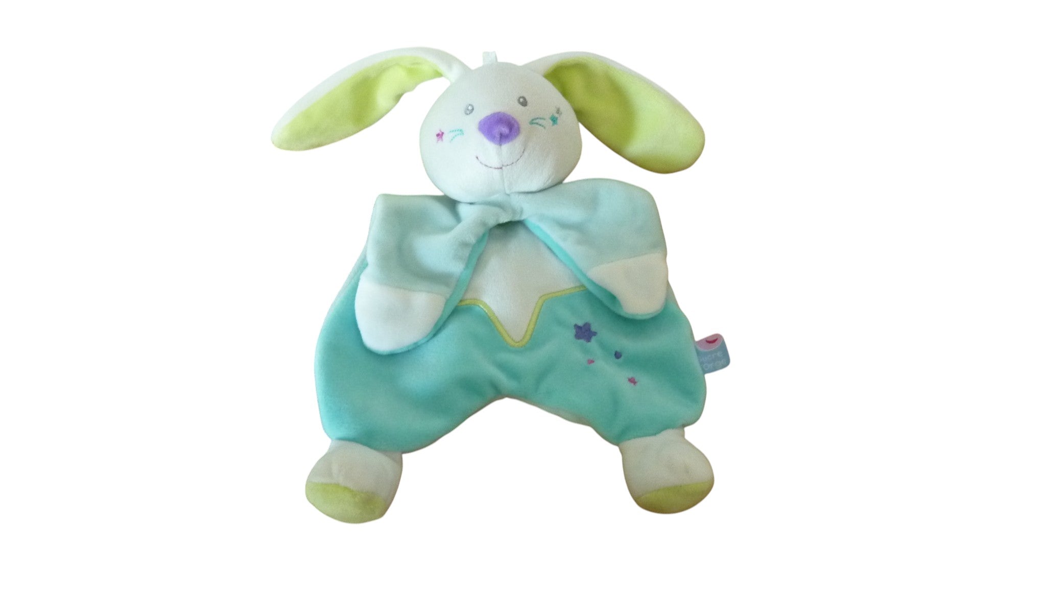 Doudou lapin plat vert - Sucre d'Orge