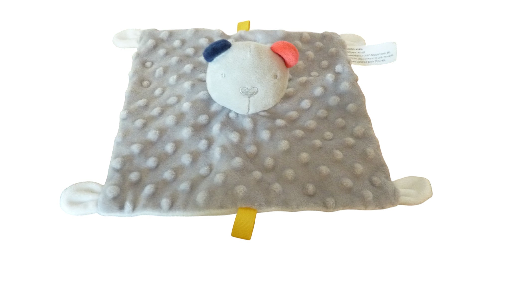 Doudou ours plat gris blanc - Consys