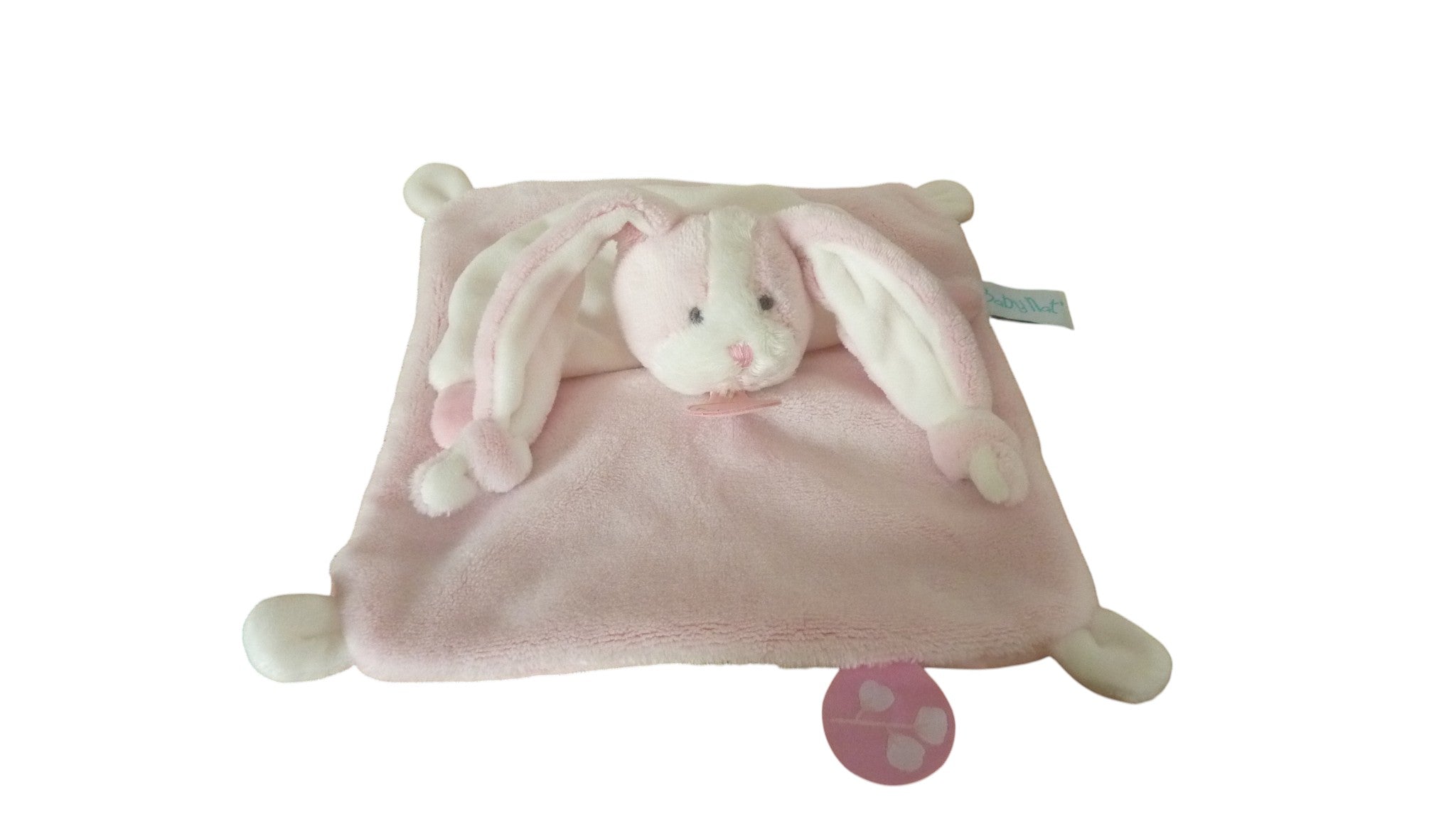 Doudou lapin plat rose blanc - Collection Les Toudoux BN0271 - Baby'Nat