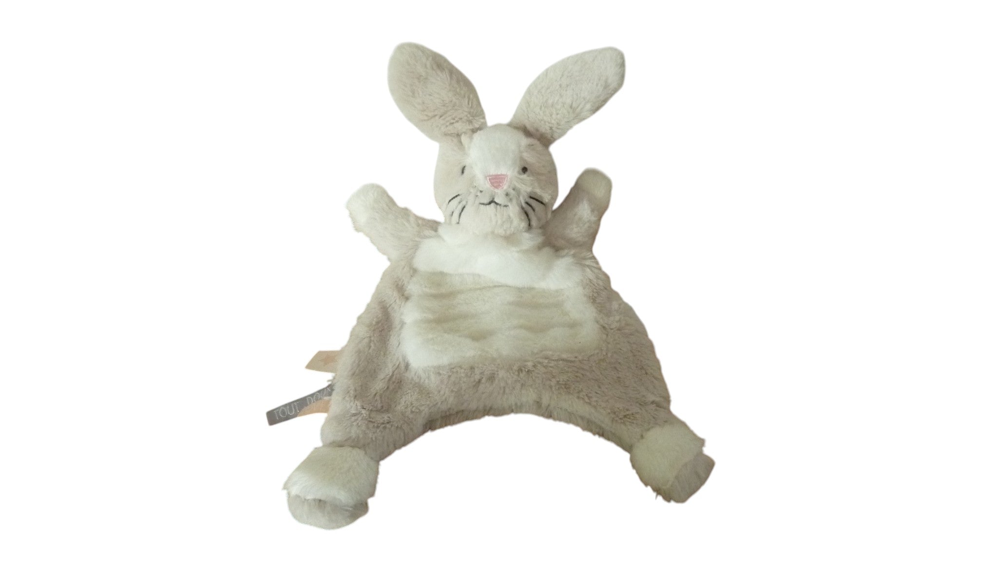 Doudou lapin plat gris blanc - TAO
