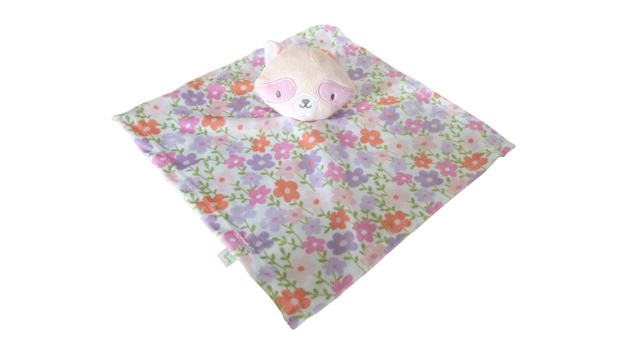 Doudou raton laveur plat blanc fleurs - Ingenuity Baby