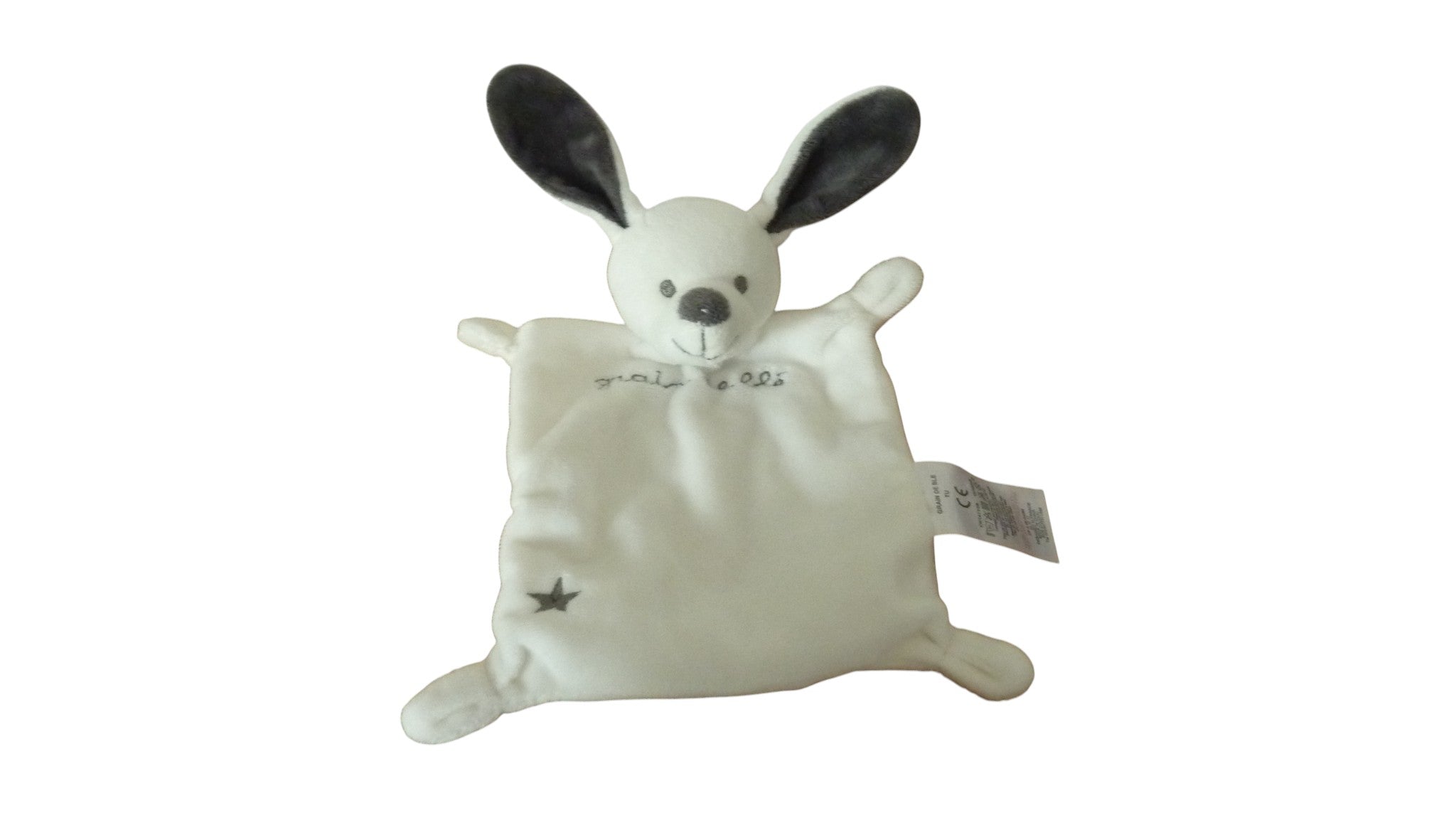 Doudou lapin plat blanc - Grain de Blé