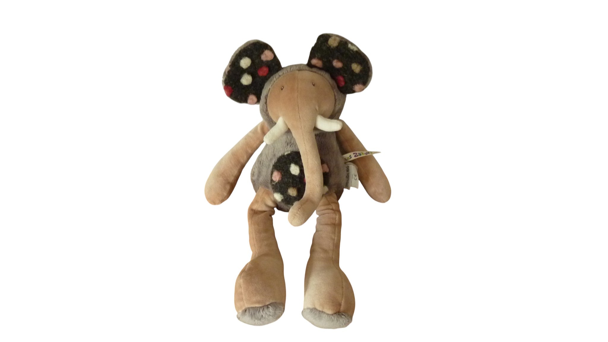 Peluche éléphant marron gris - Les Zazous - Moulin Roty 37 cm