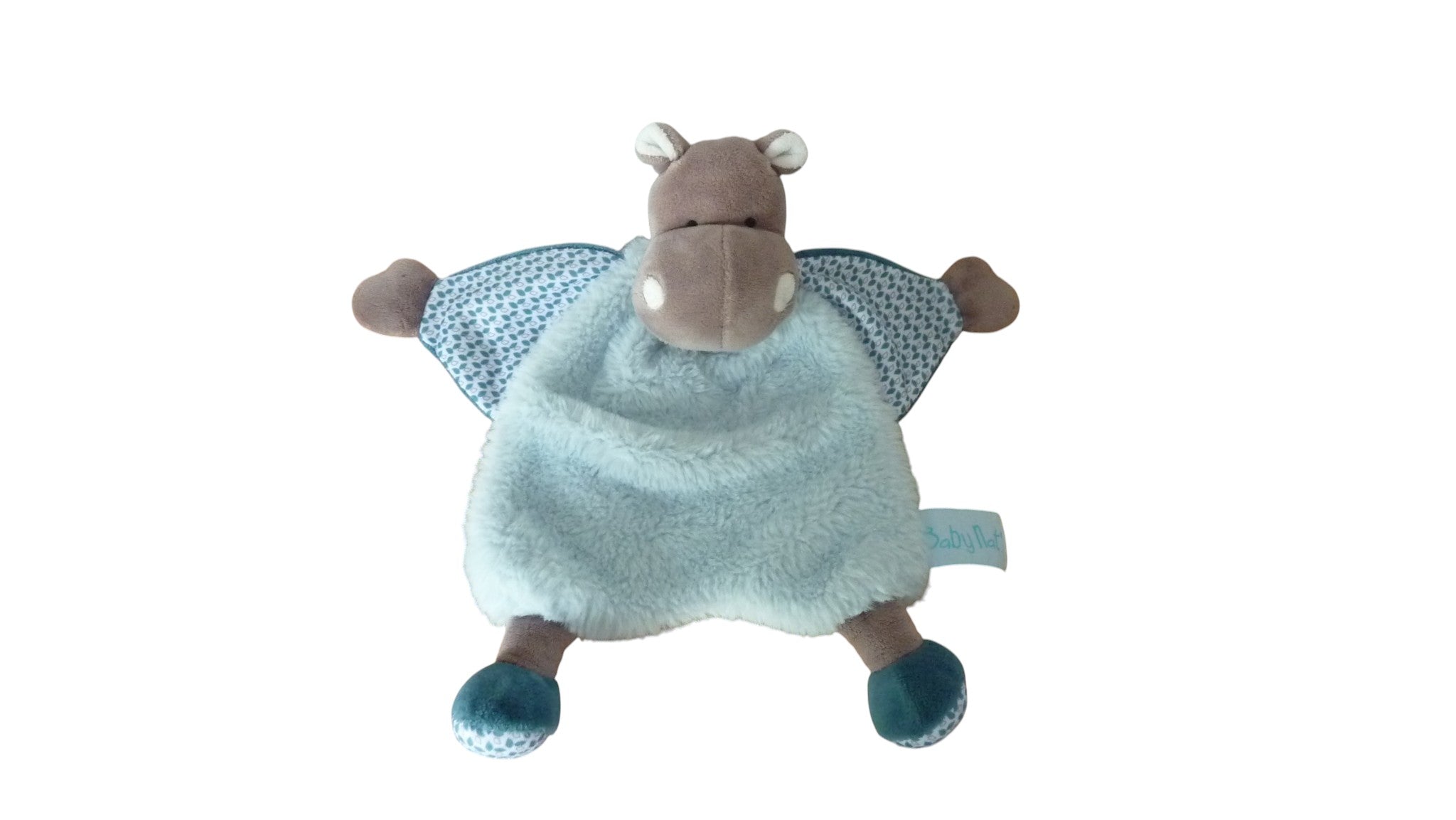 Doudou hippopotame plat bleu - Bazile - BN0544 Baby'Nat