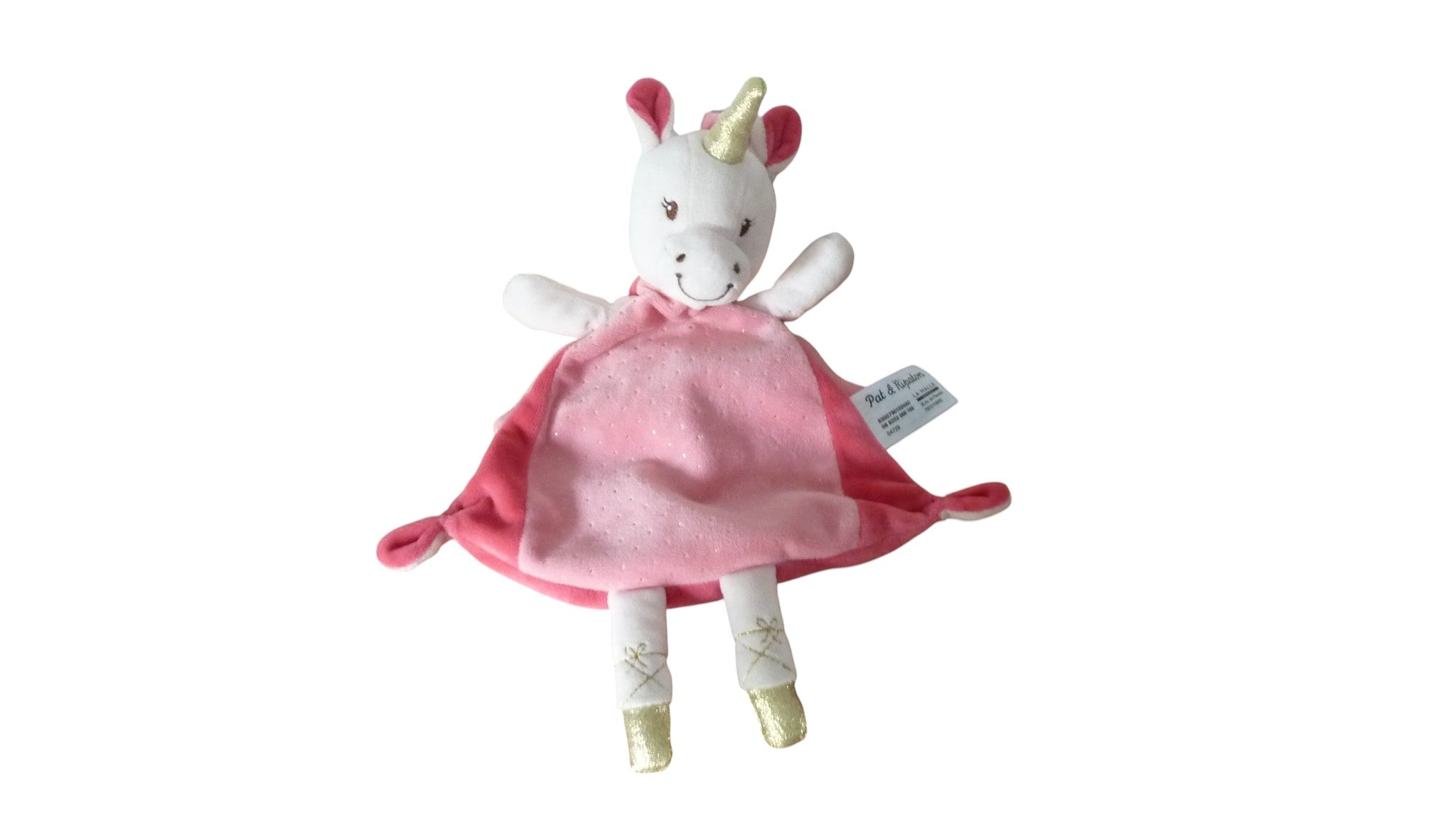 Doudou licorne plat rose - Pat et Ripaton